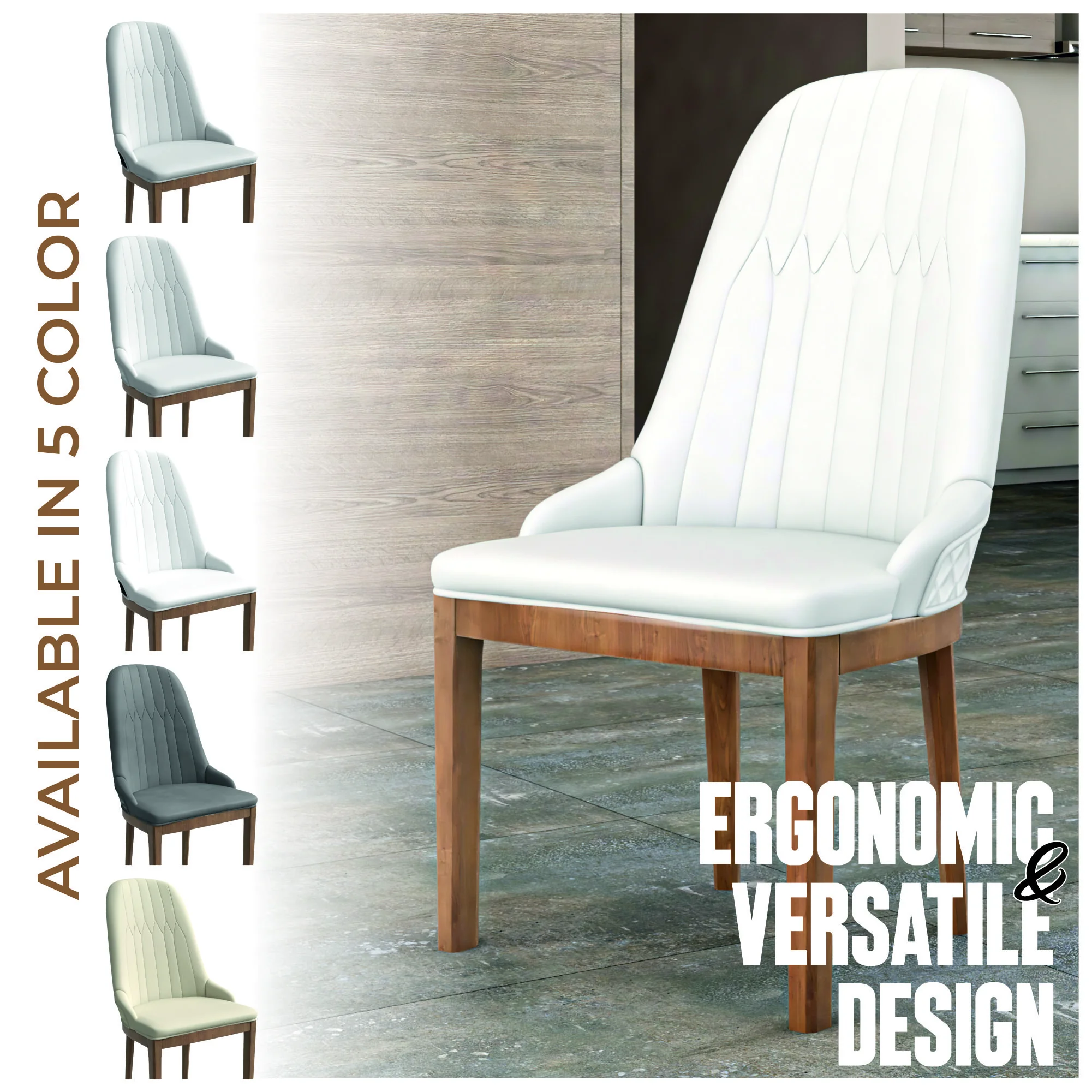Verisma Collection Modern Wooden Dining Chair in White