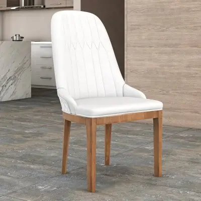 Verisma Collection Modern Wooden Dining Chair in White