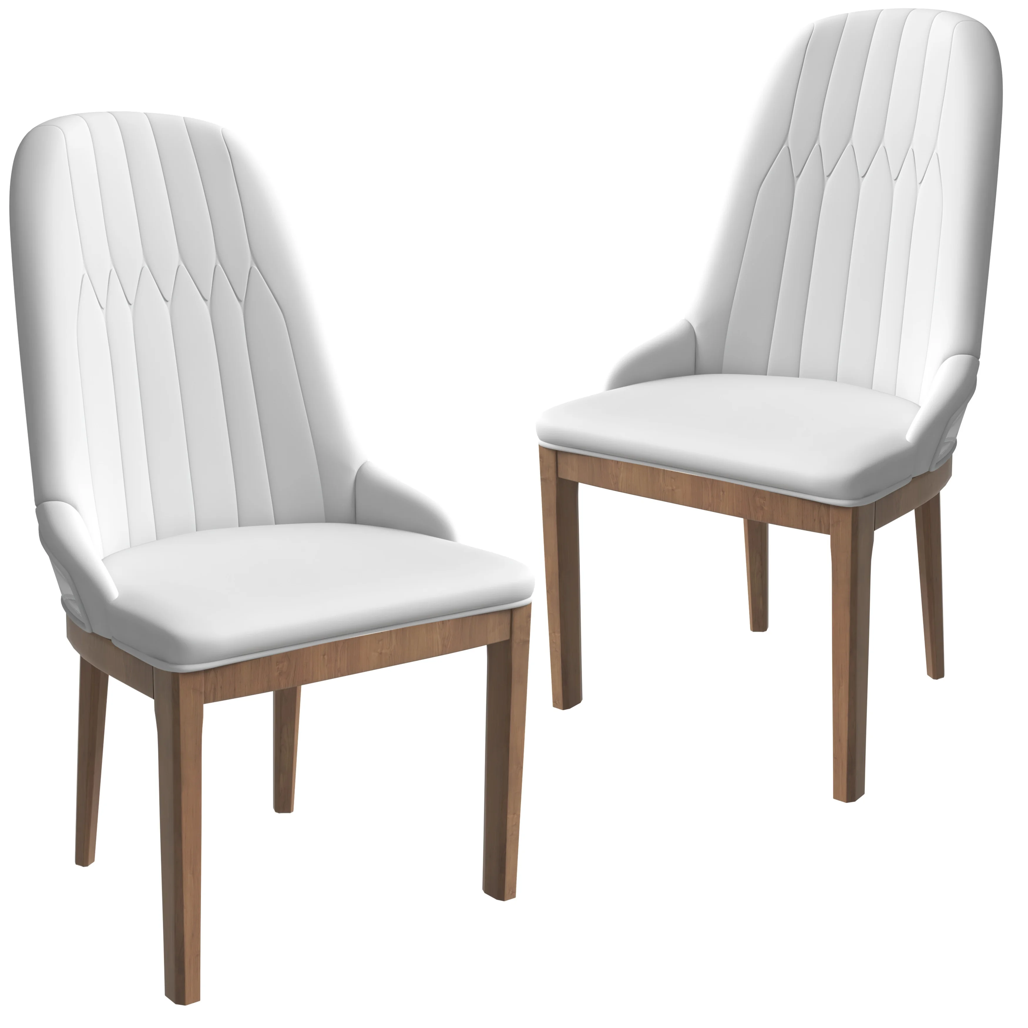 Verisma Collection Modern Wooden Dining Chair in White Set of 2