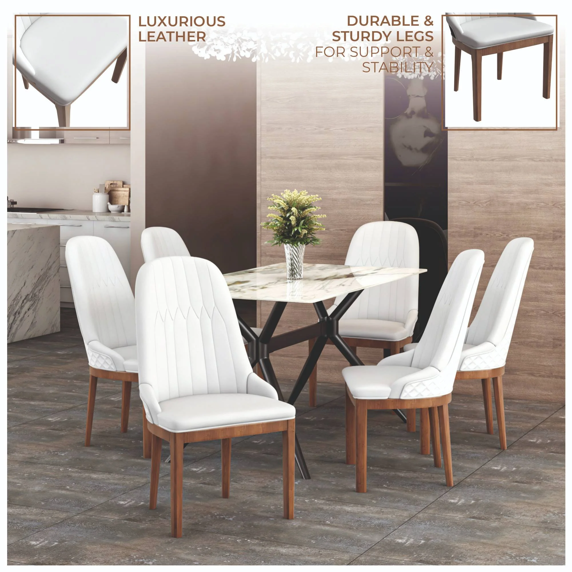 Verisma Collection Modern Wooden Dining Chair in White Set of 4