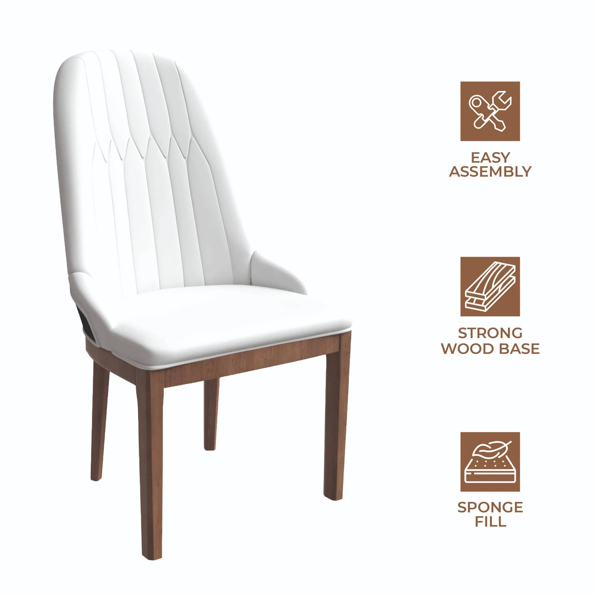 Verisma Collection Modern Wooden Dining Chair in White Set of 4