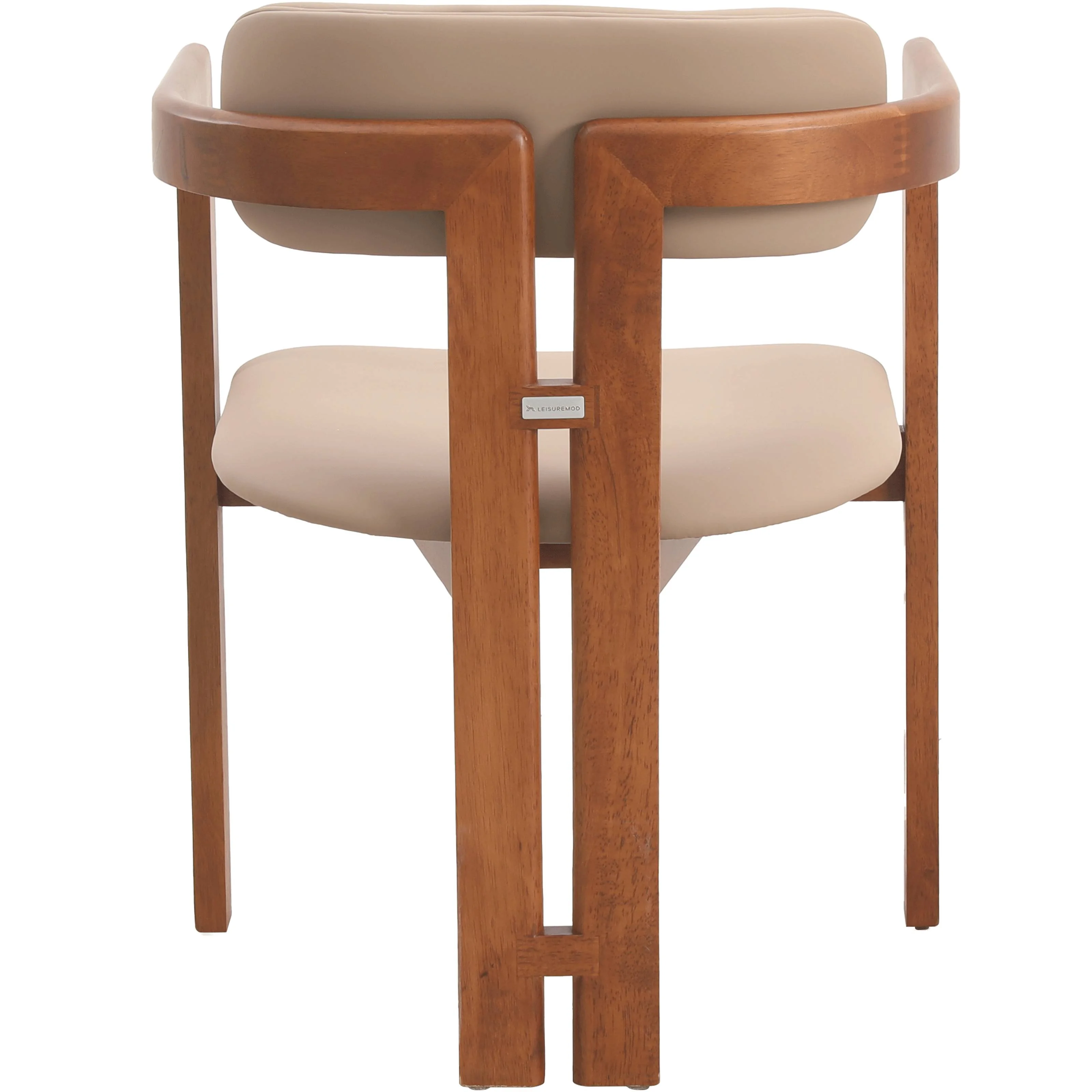 Velo Series Modern Dining Chair in Dark Natural Wood with Taupe Seat