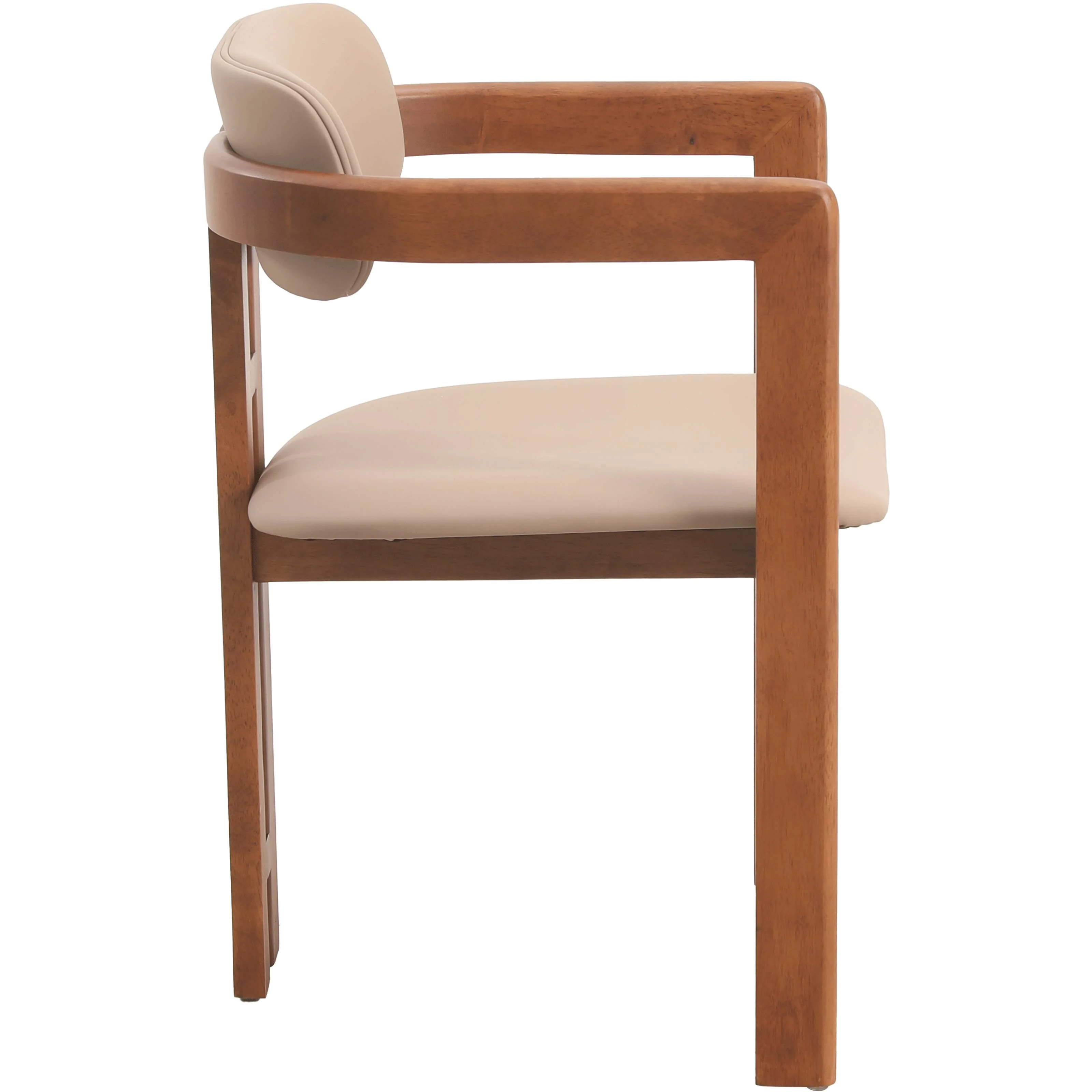 Velo Series Modern Dining Chair in Dark Natural Wood with Taupe Seat