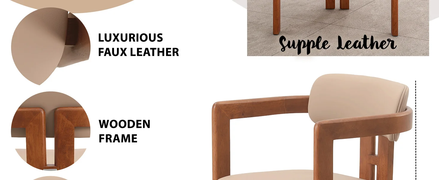 Velo Series Modern Dining Chair in Dark Natural Wood with Taupe Seat