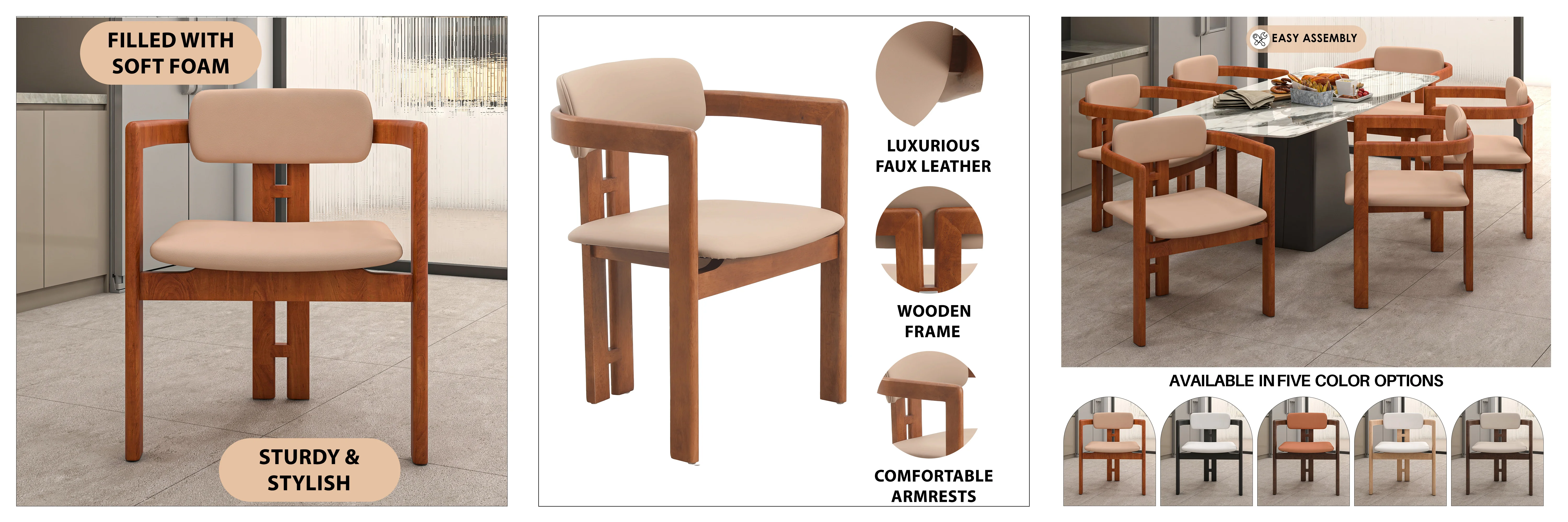 Velo Series Modern Dining Cha...rk Natural Wood with Taupe Seat Set of 4