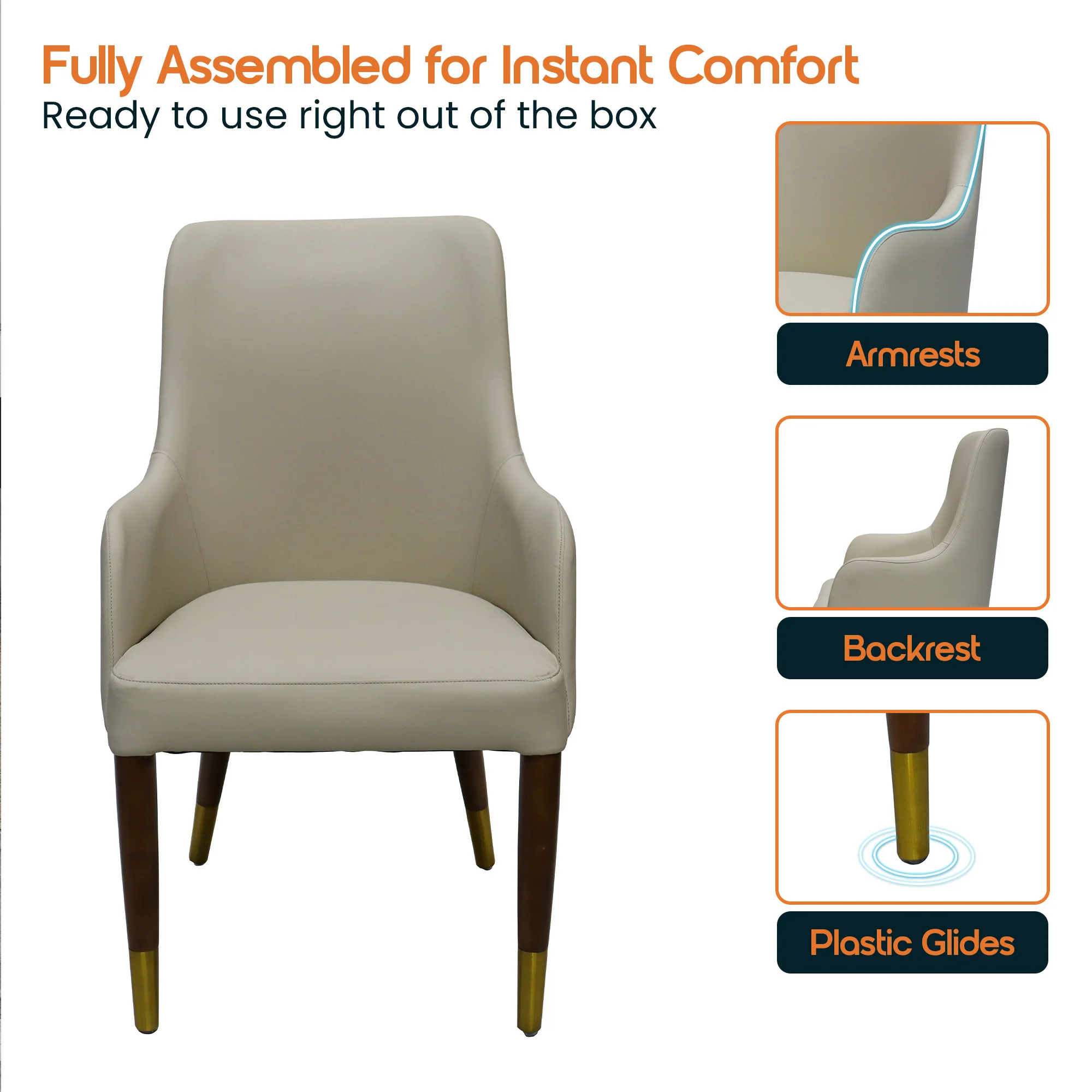 Viva Collection Modern Wooden Dining Arm Chair in Taupe