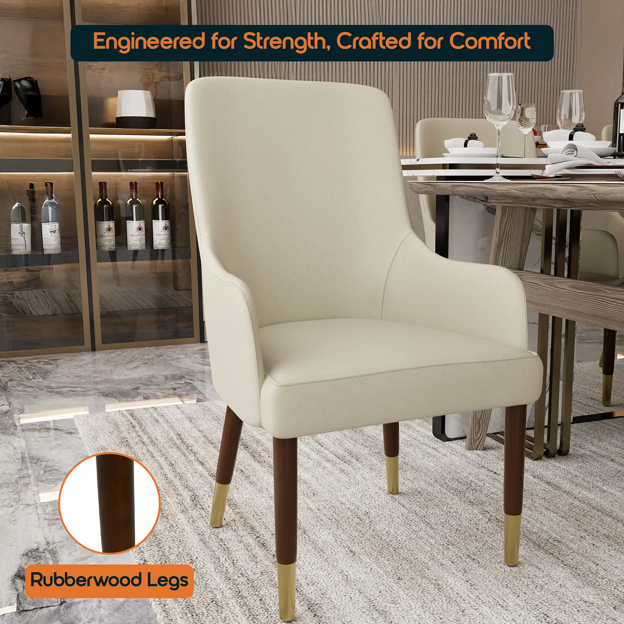 Viva Collection Modern Wooden Dining Arm Chair in Taupe