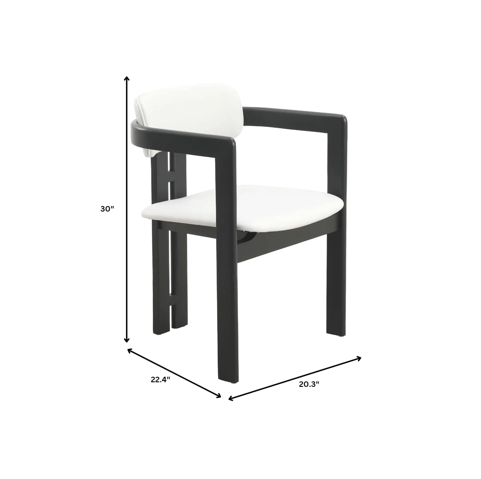 Velo Series Modern Dining Chair in Black Wood with Off White Seat