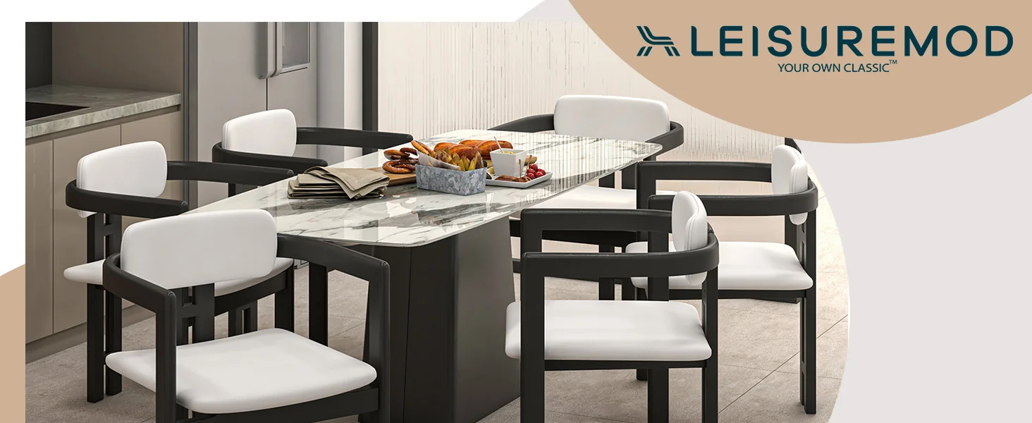 Velo Series Modern Dining Chair in Black Wood with Off White Seat