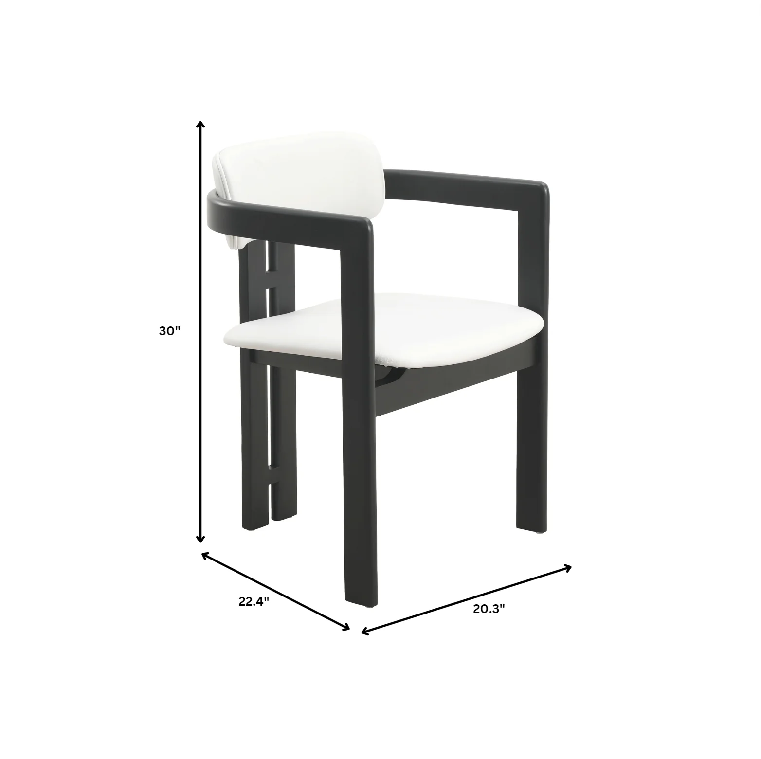 Velo Series Modern Dining Chair in Black Wood with Off White Seat