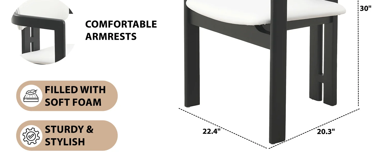 Velo Series Modern Dining Cha...Black Wood with Off White Seat Set of 4