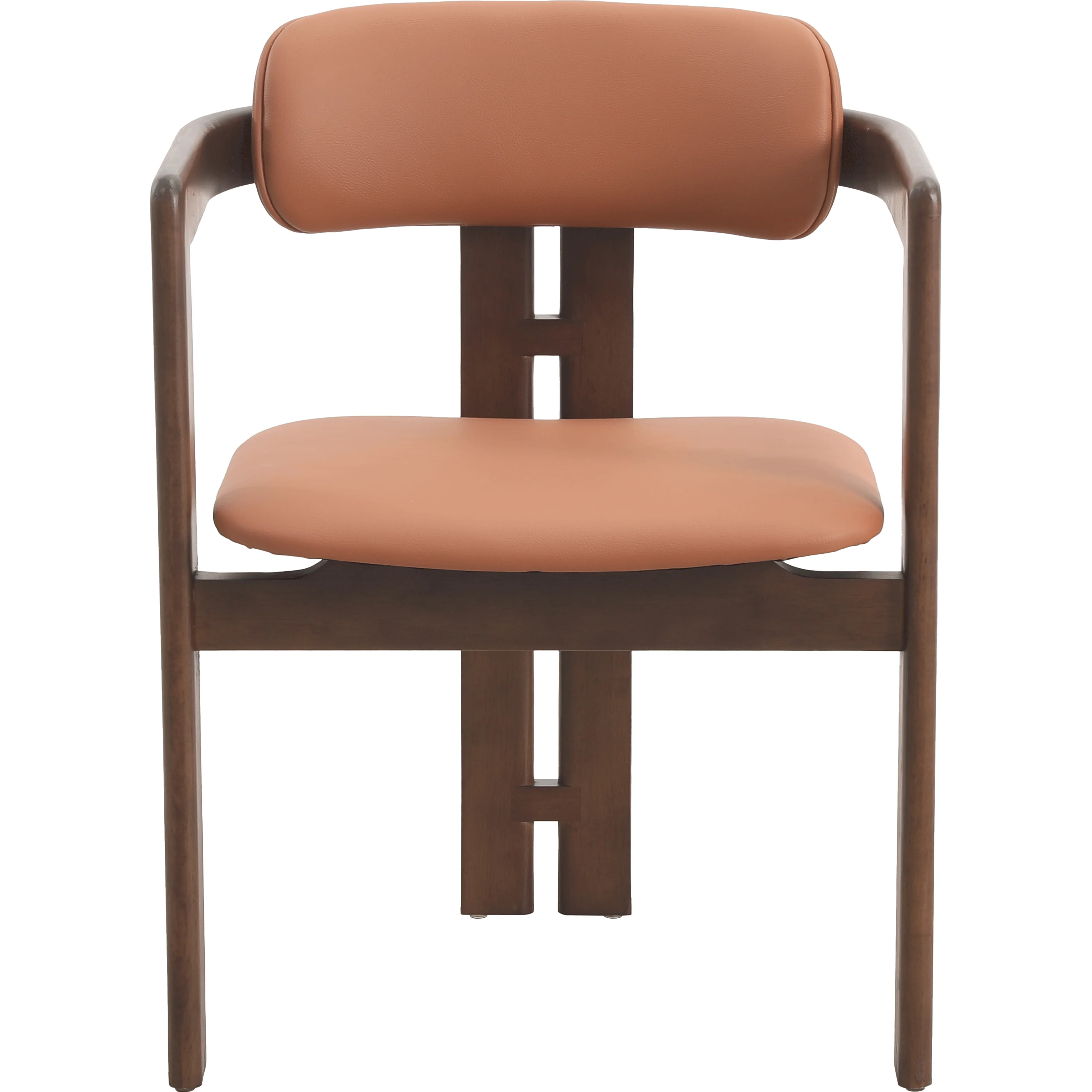 Velo Series Modern Dining Chair in Black Walnut Wood with Dark Brown Seat