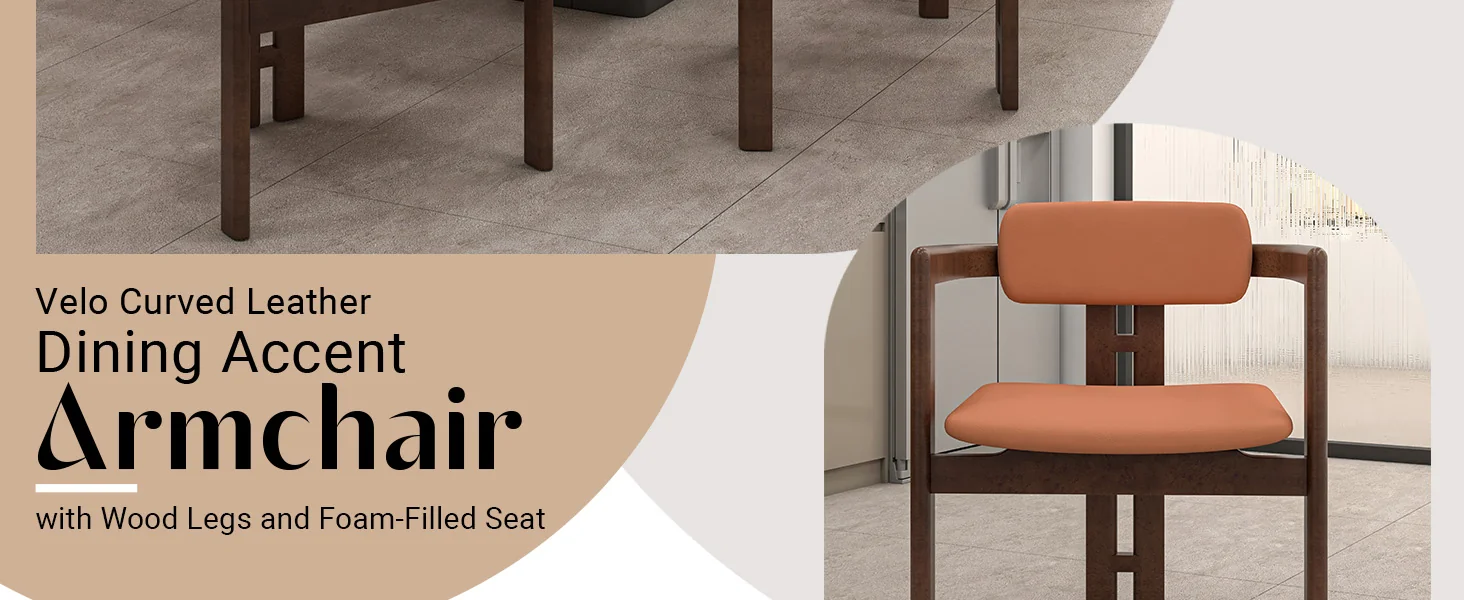 Velo Series Modern Dining Cha...alnut Wood with Dark Brown Seat Set of 4