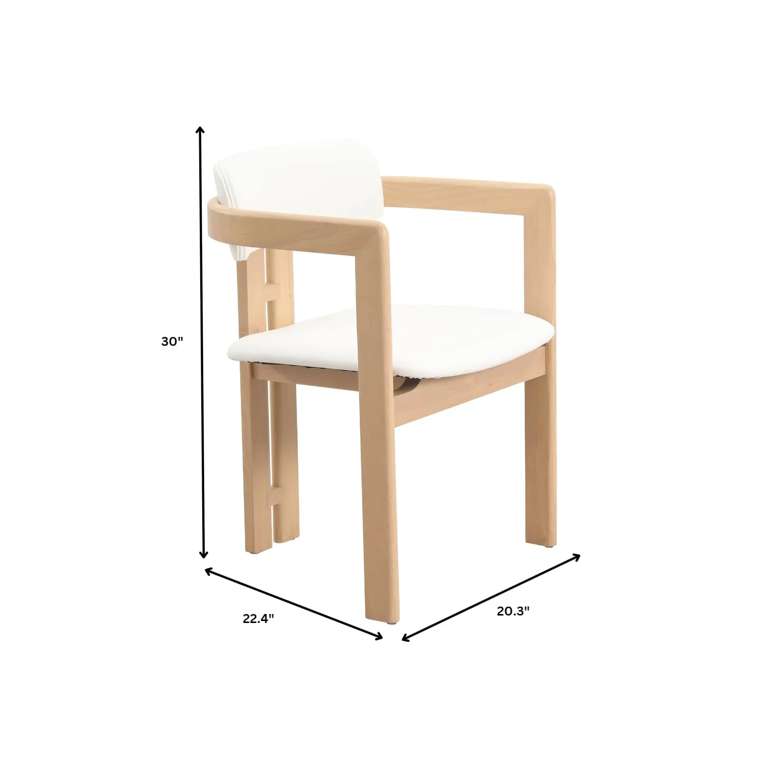 Velo Series Modern Dining Chair in Natrual Wood with White Seat