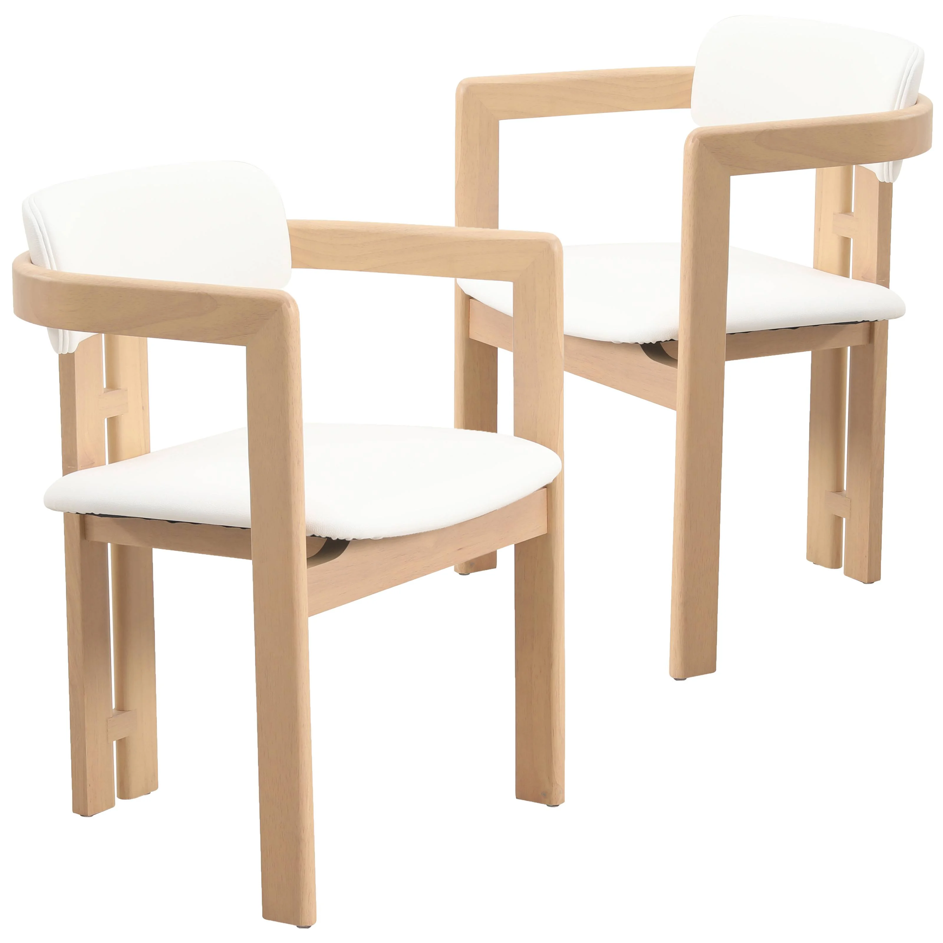 Velo Series Modern Dining Chair in Natrual Wood with White Seat