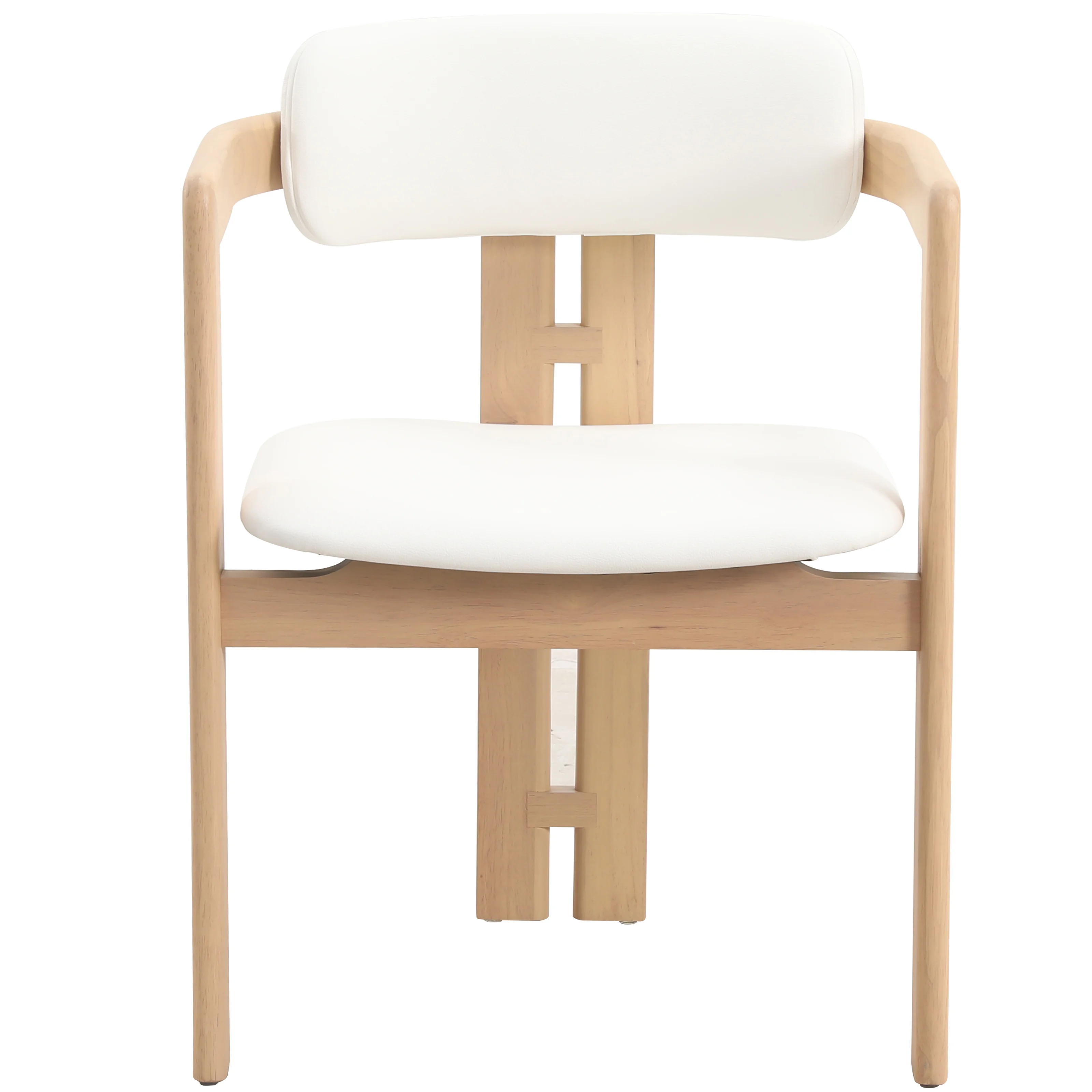 Velo Series Modern Dining Chair in Natrual Wood with White Seat