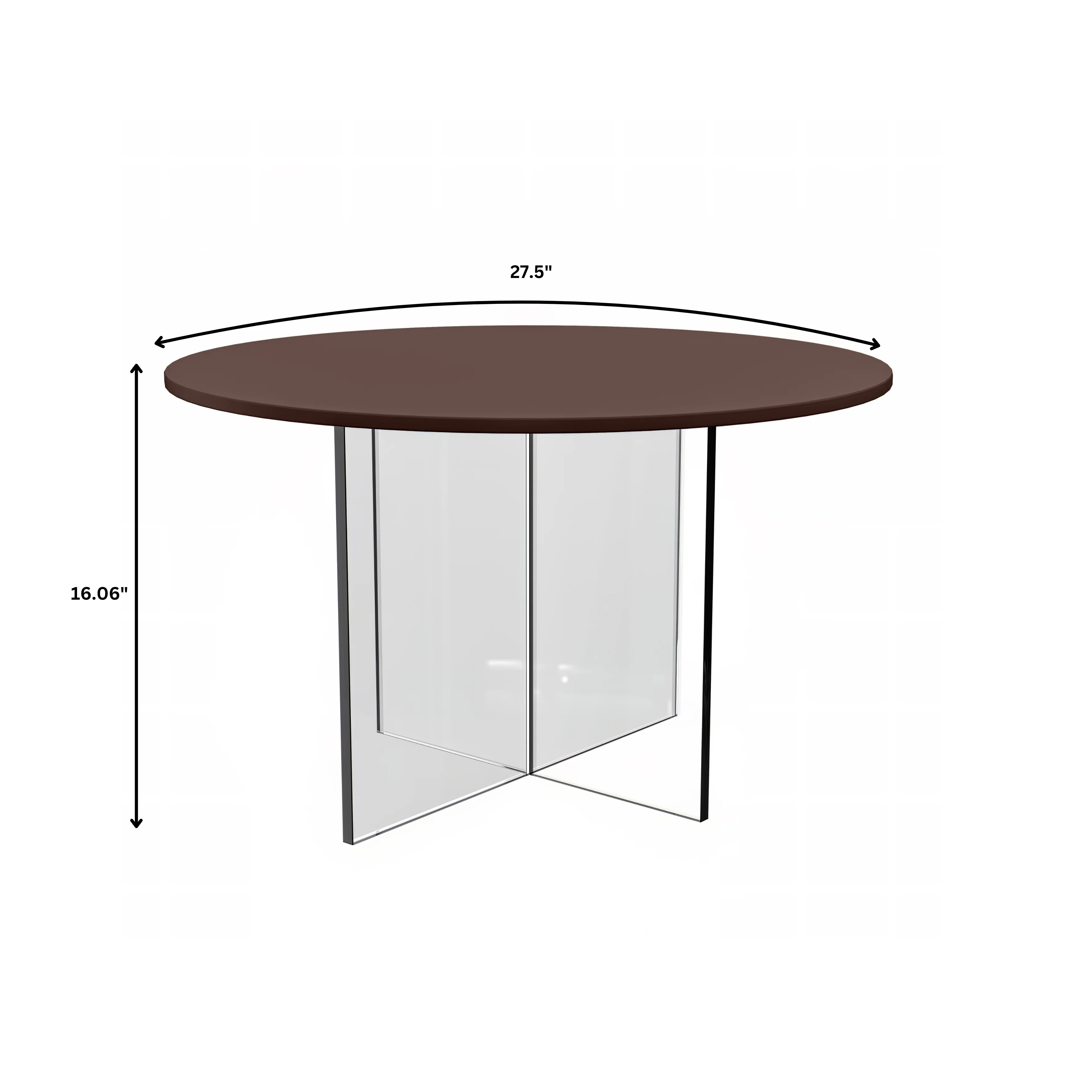 Valore Collection 28" Acrylic Side Table With Walnut Top