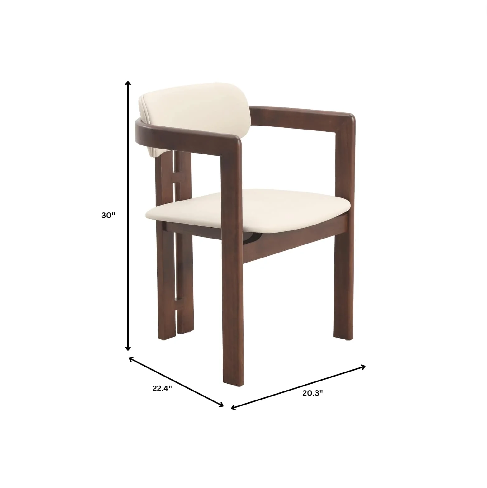 Velo Series Modern Dining Chair in Walnut Color Wood with Toupe Seat