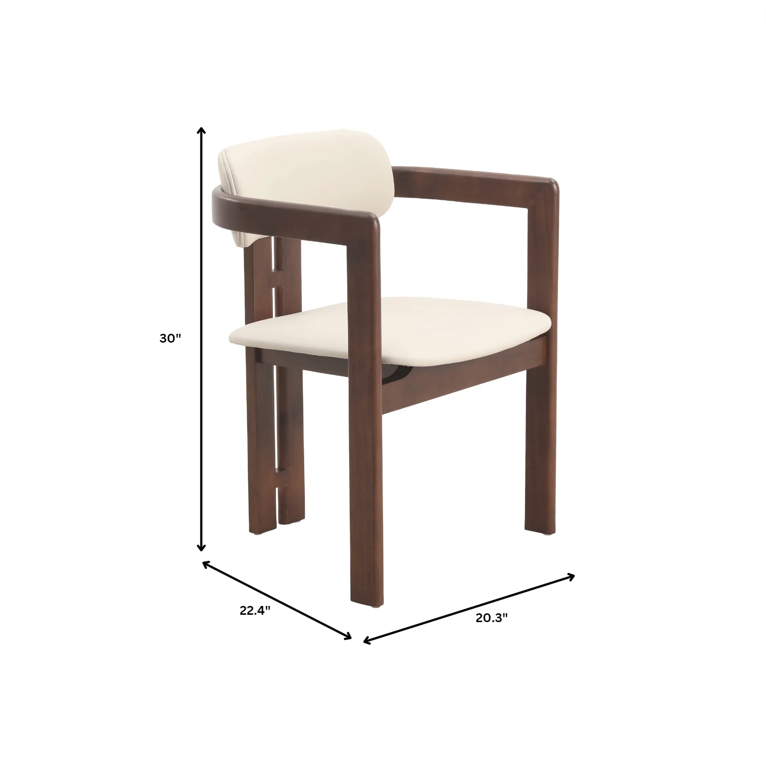 Velo Series Modern Dining Chair in Walnut Color Wood with Toupe Seat