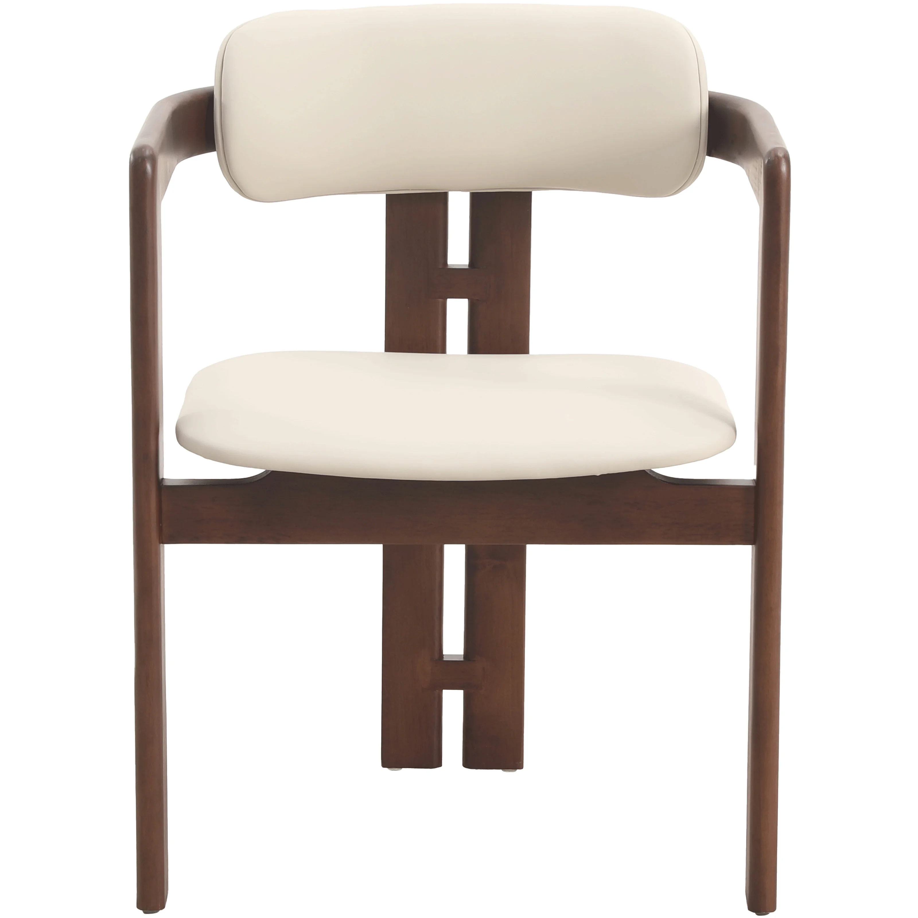 Velo Series Modern Dining Chair in Walnut Color Wood with Toupe Seat