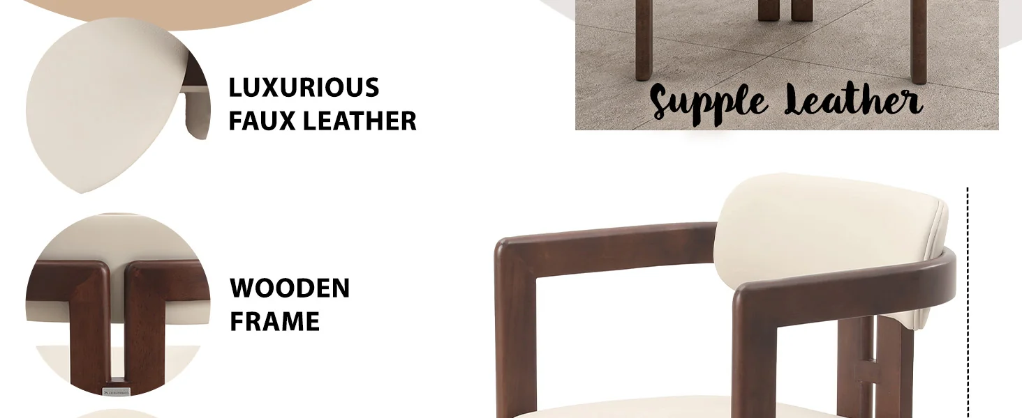 Velo Series Modern Dining Chair in Walnut Color Wood with Toupe Seat