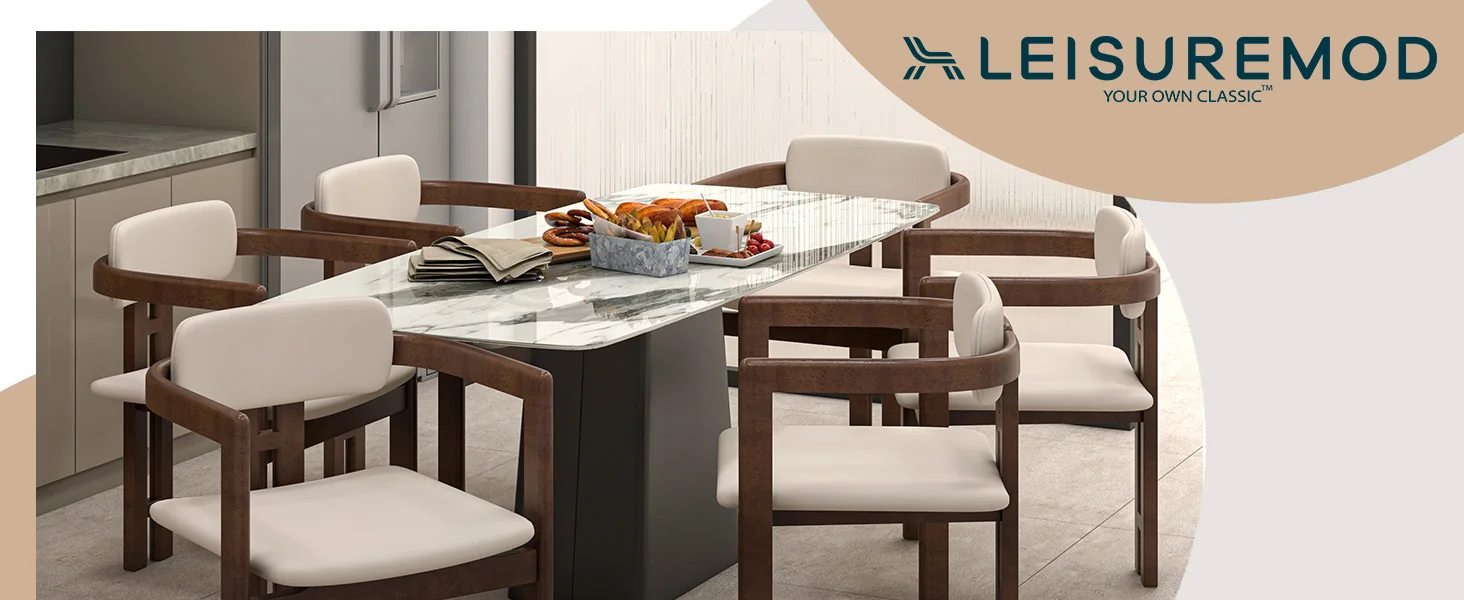 Velo Series Modern Dining Chair in Walnut Color Wood with Toupe Seat