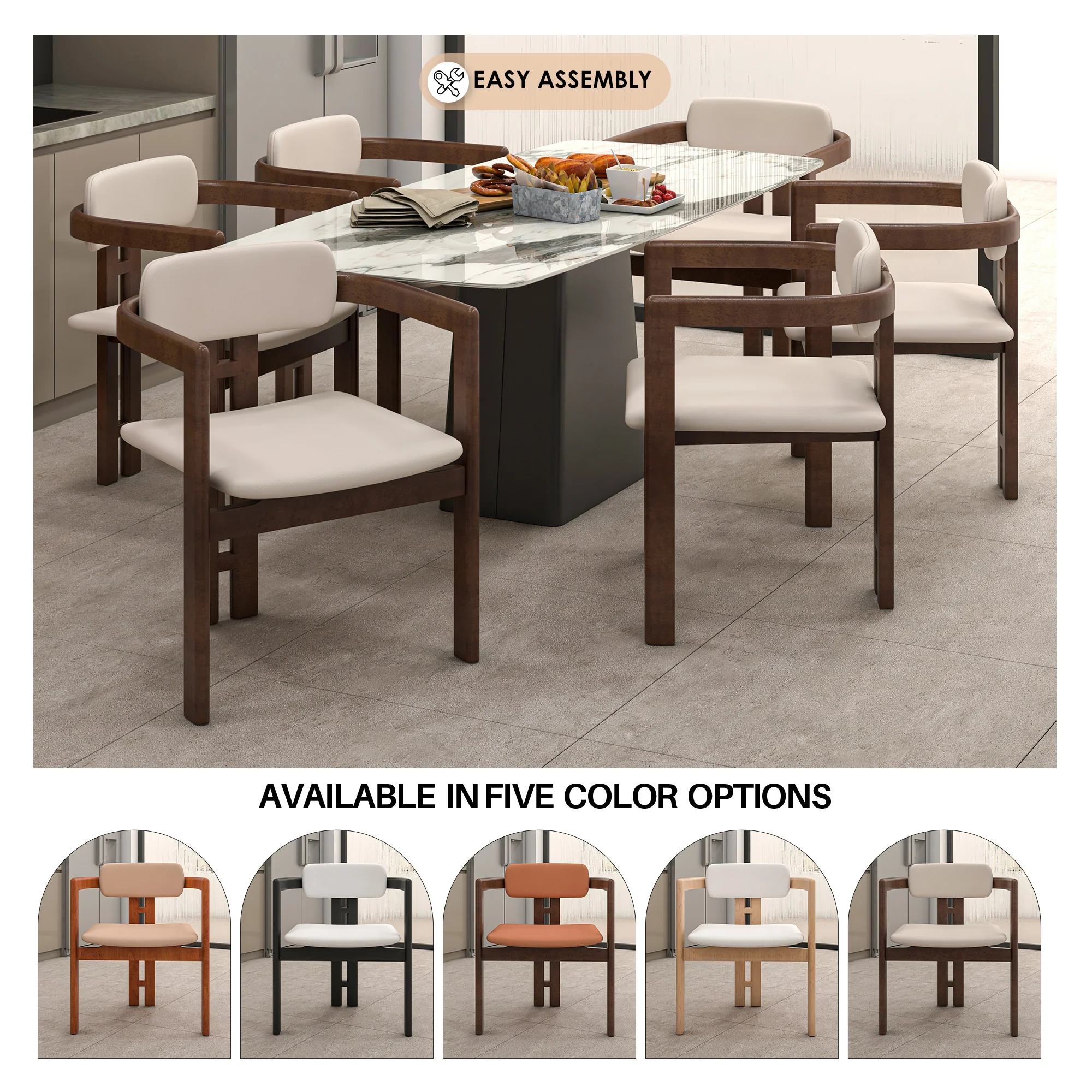 Velo Series Modern Dining Cha...lnut Color Wood with Toupe Seat Set of 4