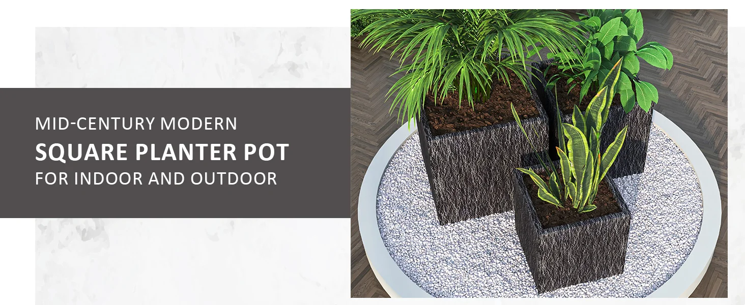 Verdura Series Poly Stone Planter set in Black