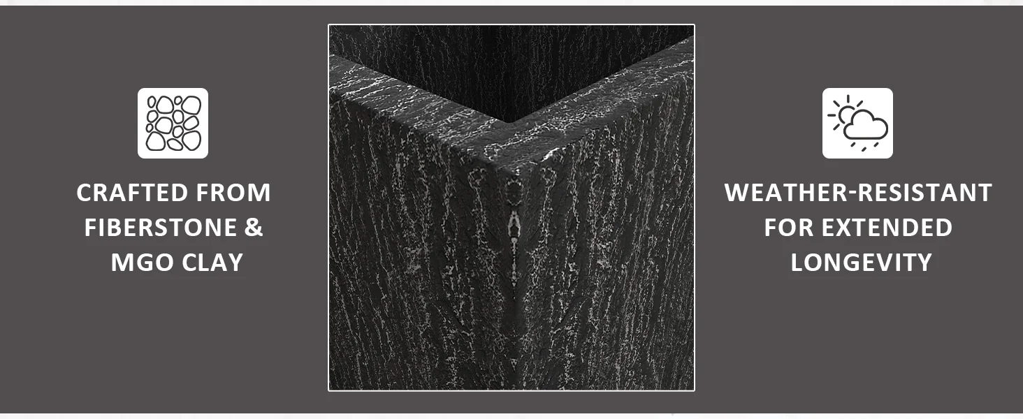 Verdura Series Cubic Poly Stone Planter in Dotted Blck 21.7 Cube