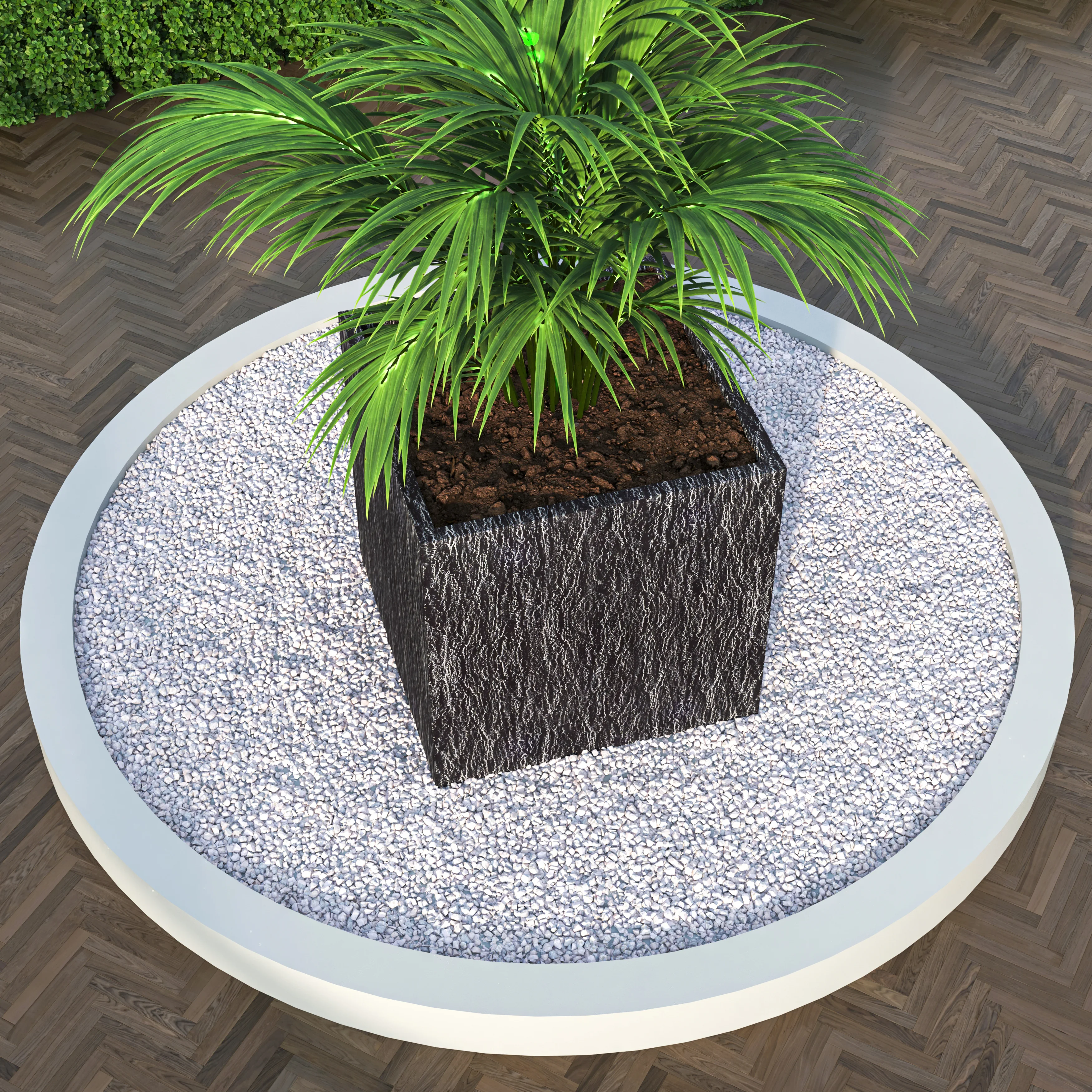 Verdura Series Cubic Poly Stone Planter in Dotted Blck 25.6 Cube