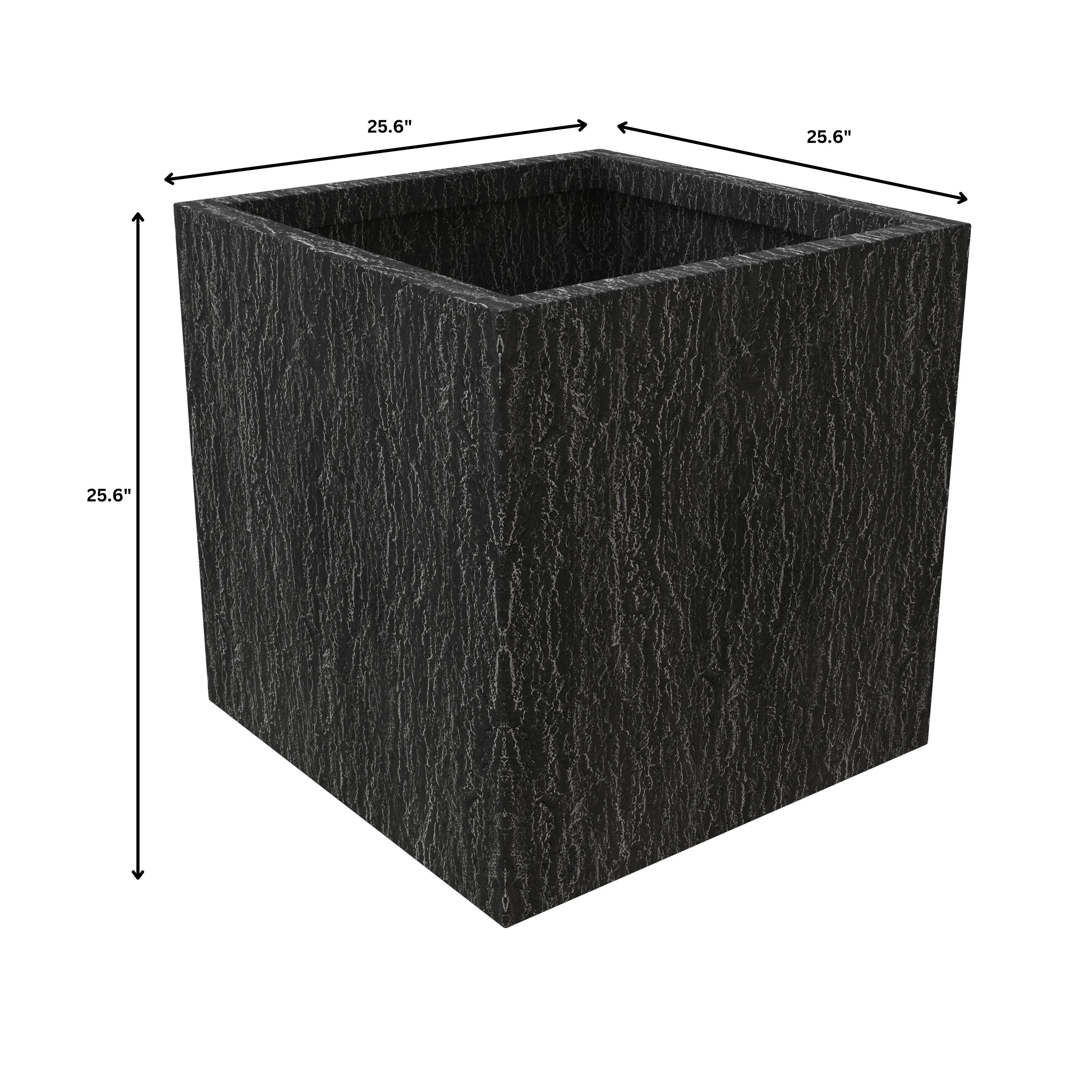 Verdura Series Cubic Poly Stone Planter in Dotted Blck 25.6 Cube