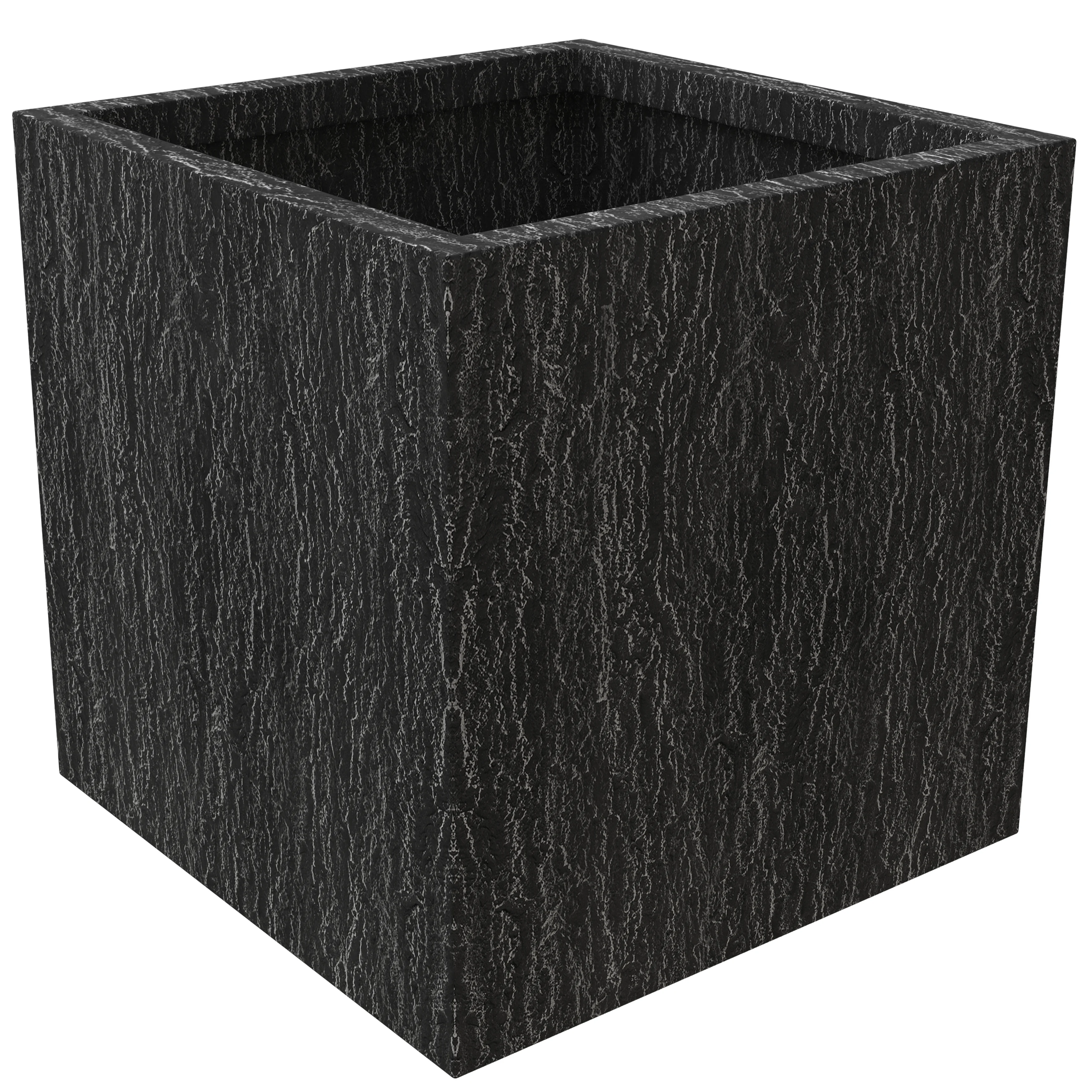 Verdura Series Cubic Poly Stone Planter in Dotted Blck 25.6 Cube
