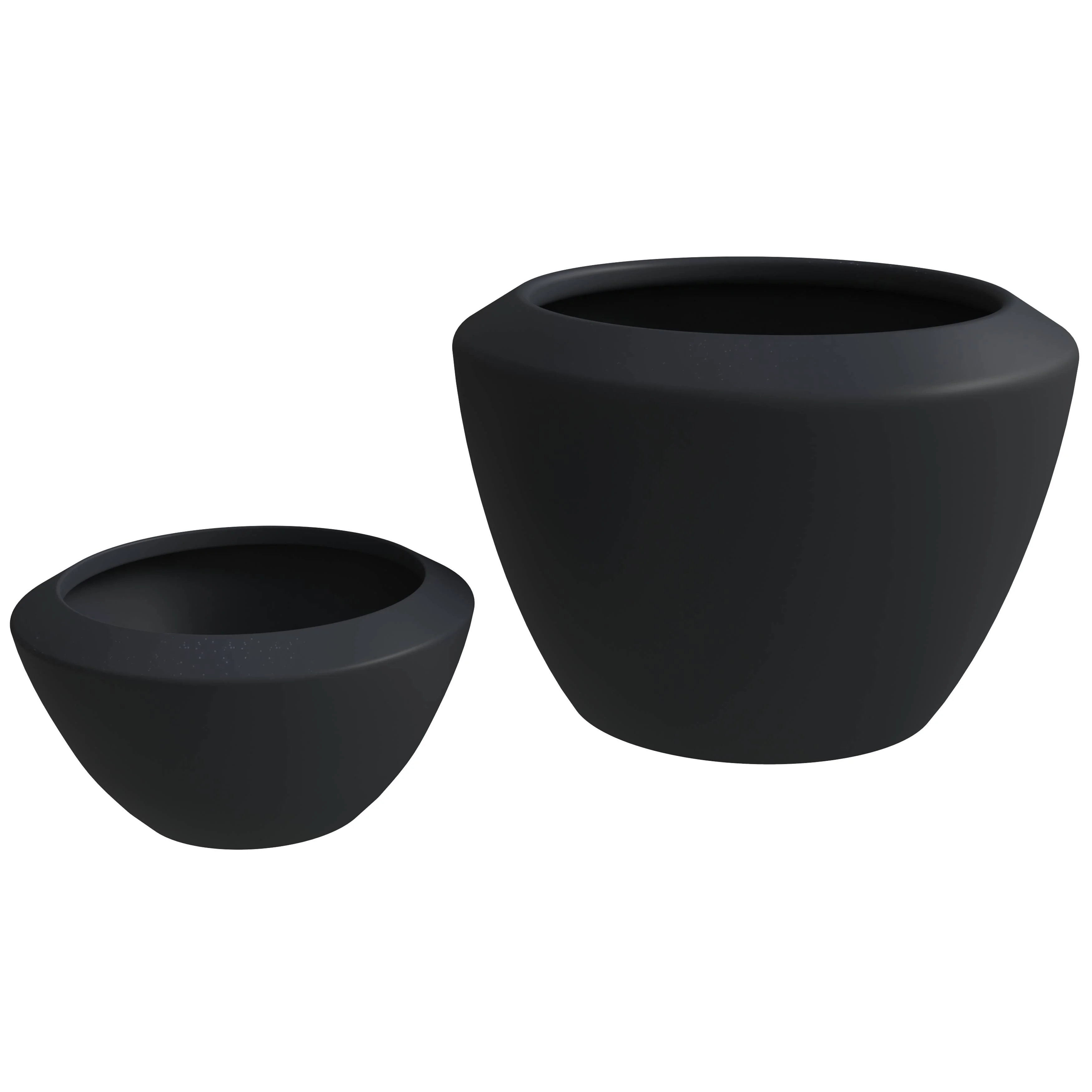 Vessel Series Poly Stone Planter Set in Black