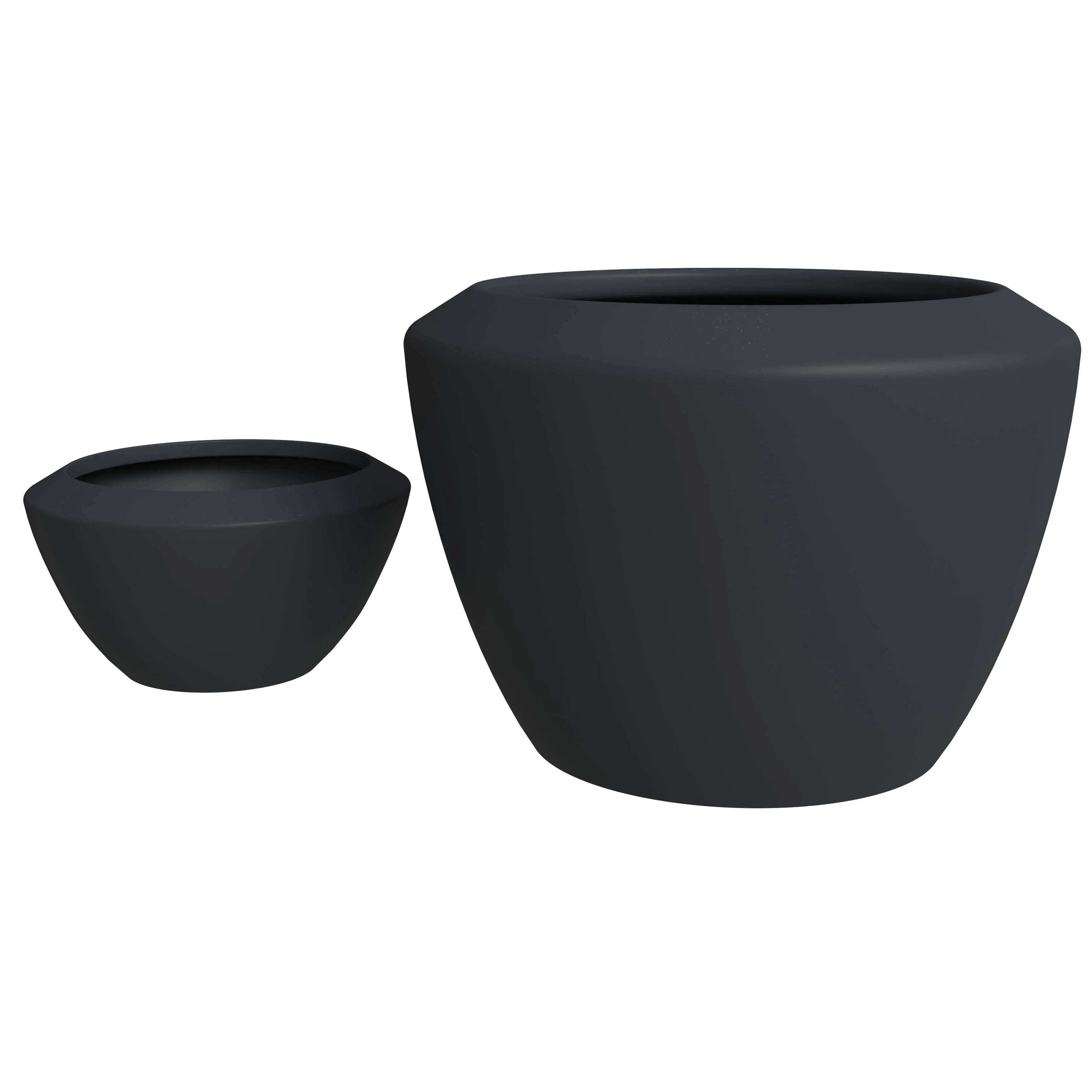 Vessel Series Poly Stone Planter Set in Black