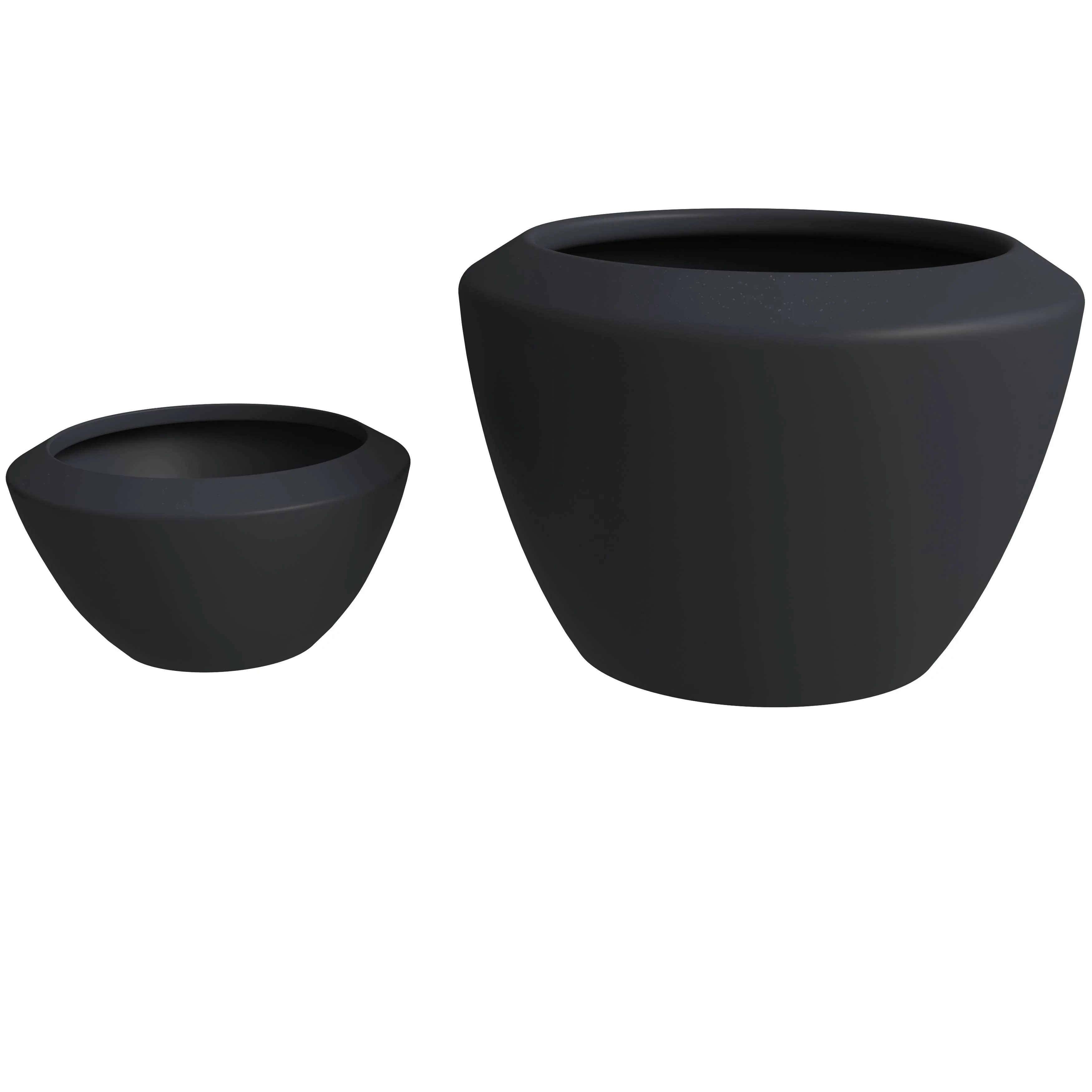 Vessel Series Poly Stone Planter Set in Black