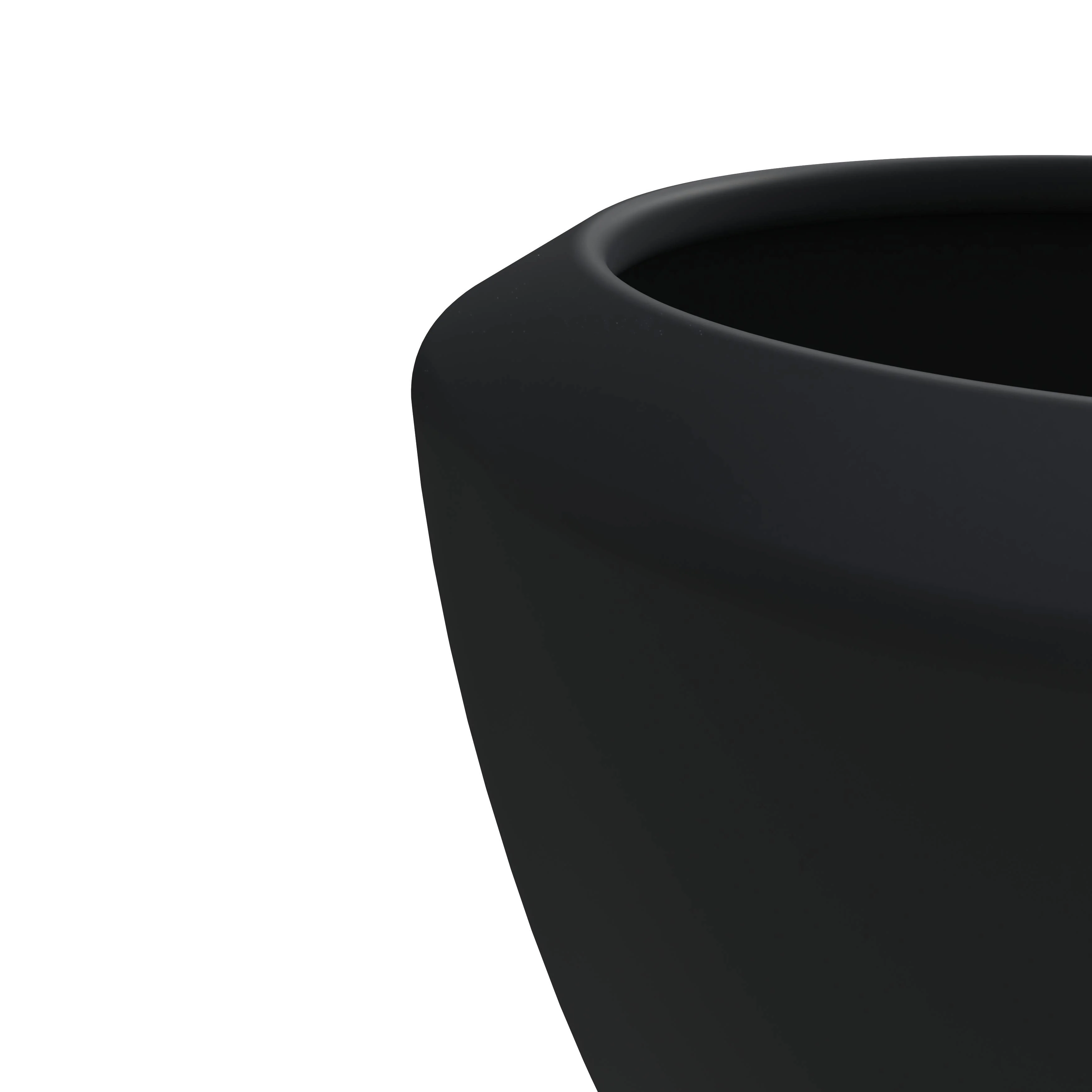 Vessel Series Poly Stone Planter in Black 15" Dia 8" high