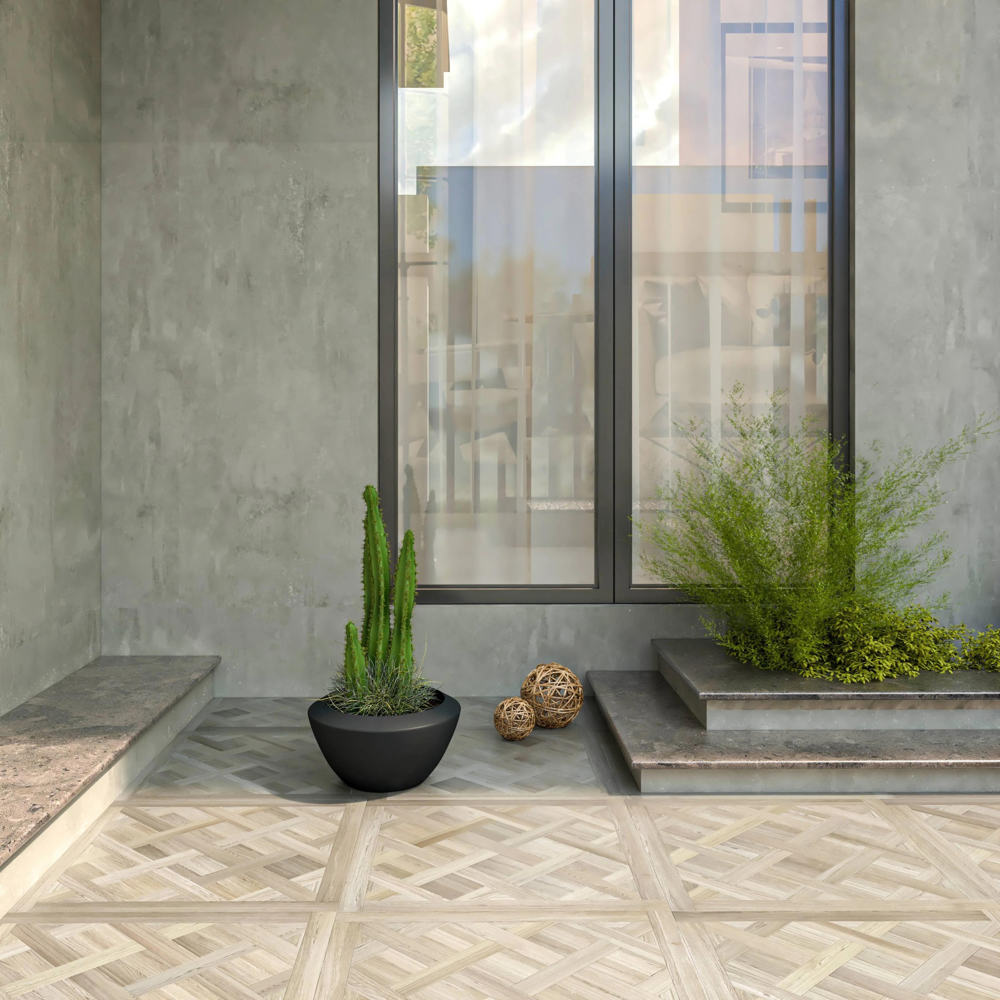 Vessel Series Poly Stone Planter in Black 15" Dia 8" high