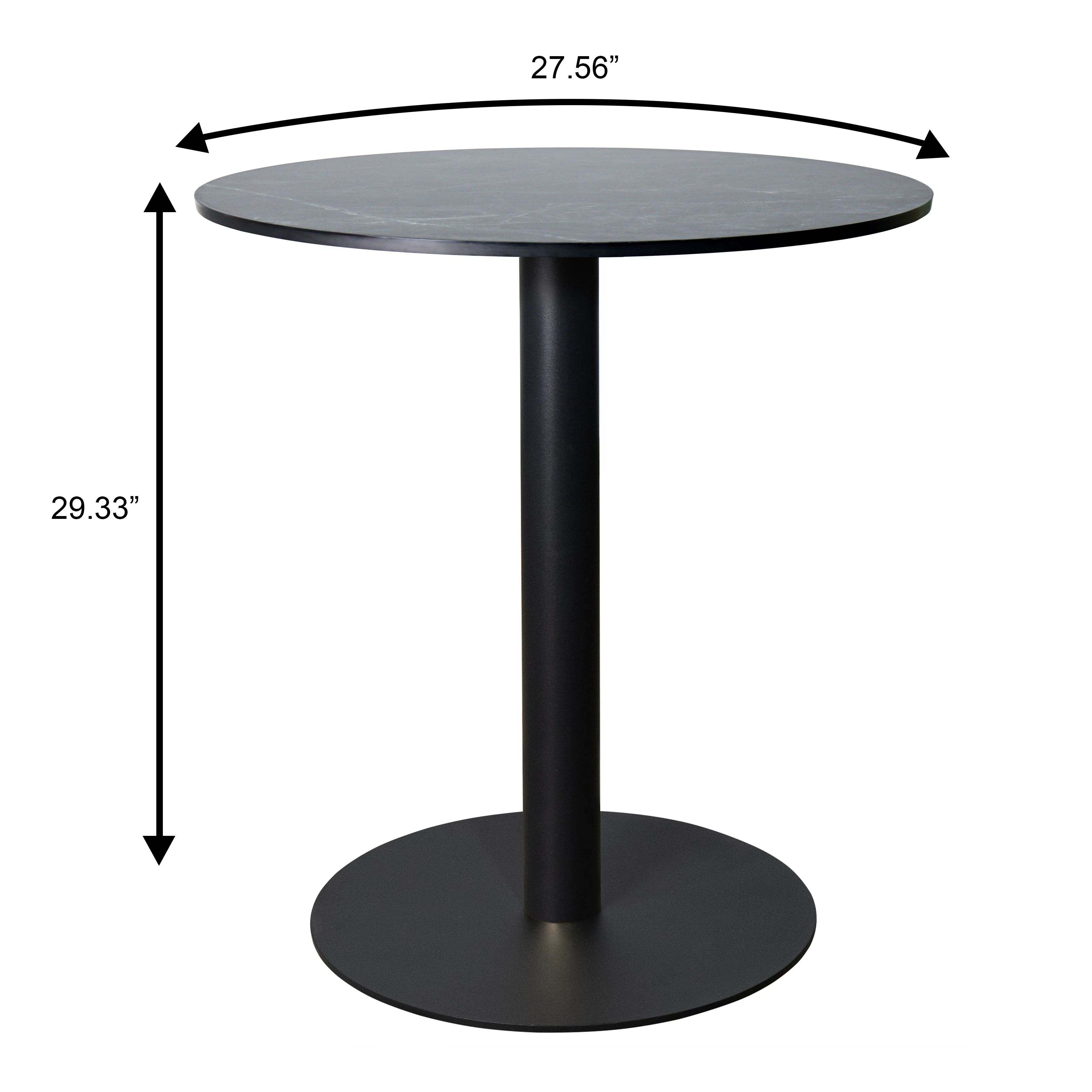 Vail Collection Dining Table Black Base With 27" Round Black MDF Top