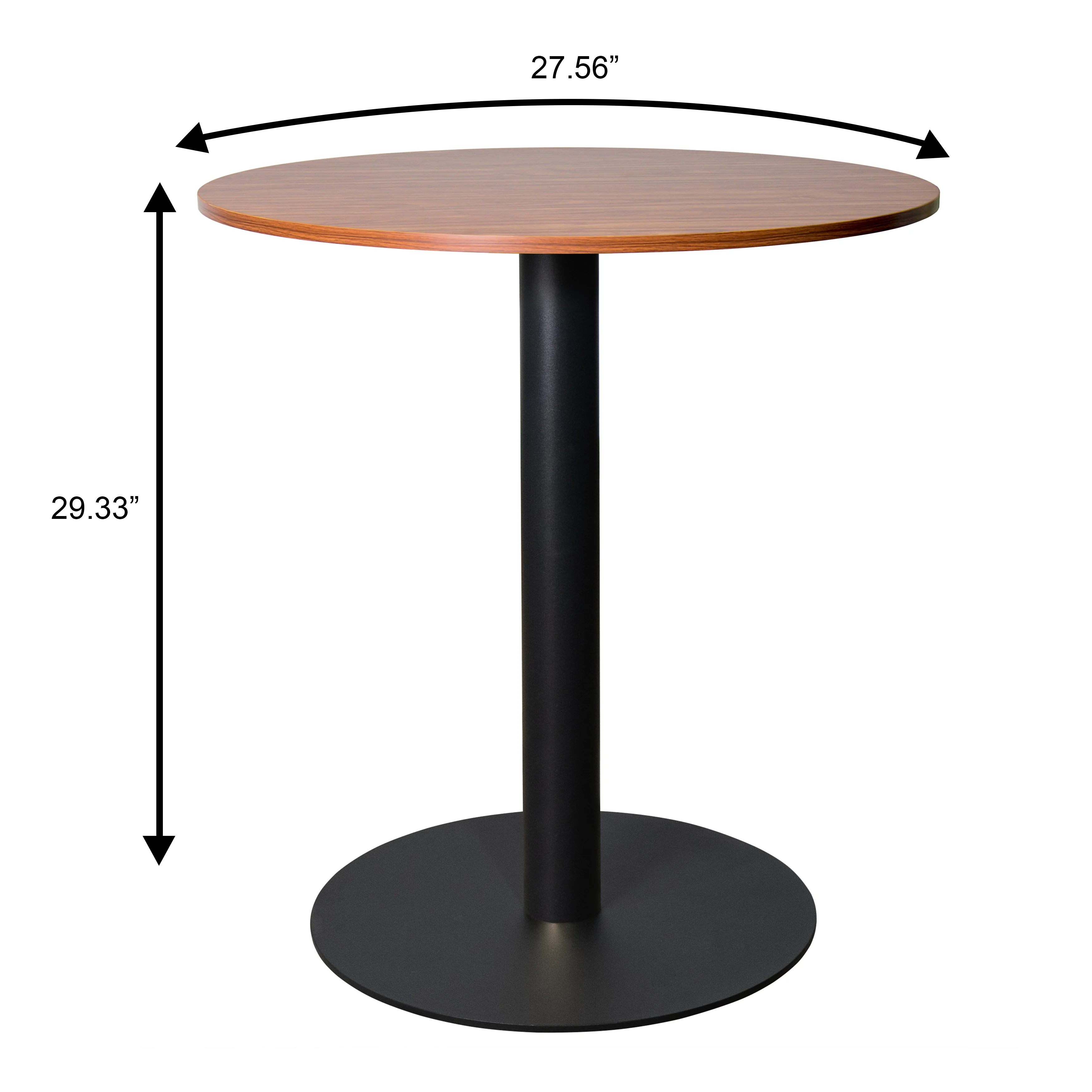 Vail Collection Dining Table Black Base With 27" Round Cognac Brown MDF Top