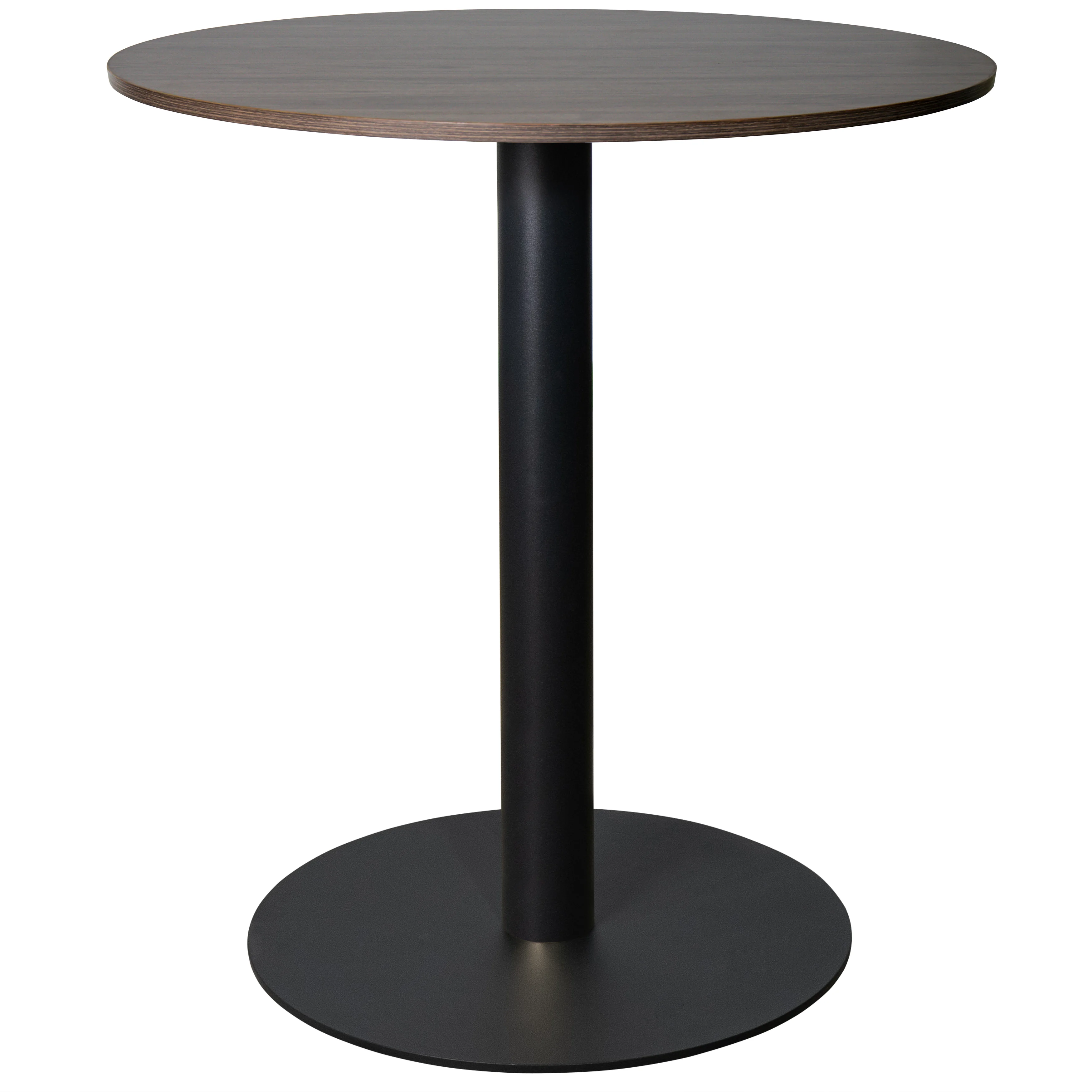 Vail Collection Dining Table Black Base With 27" Round Dark  Brown MDF Top