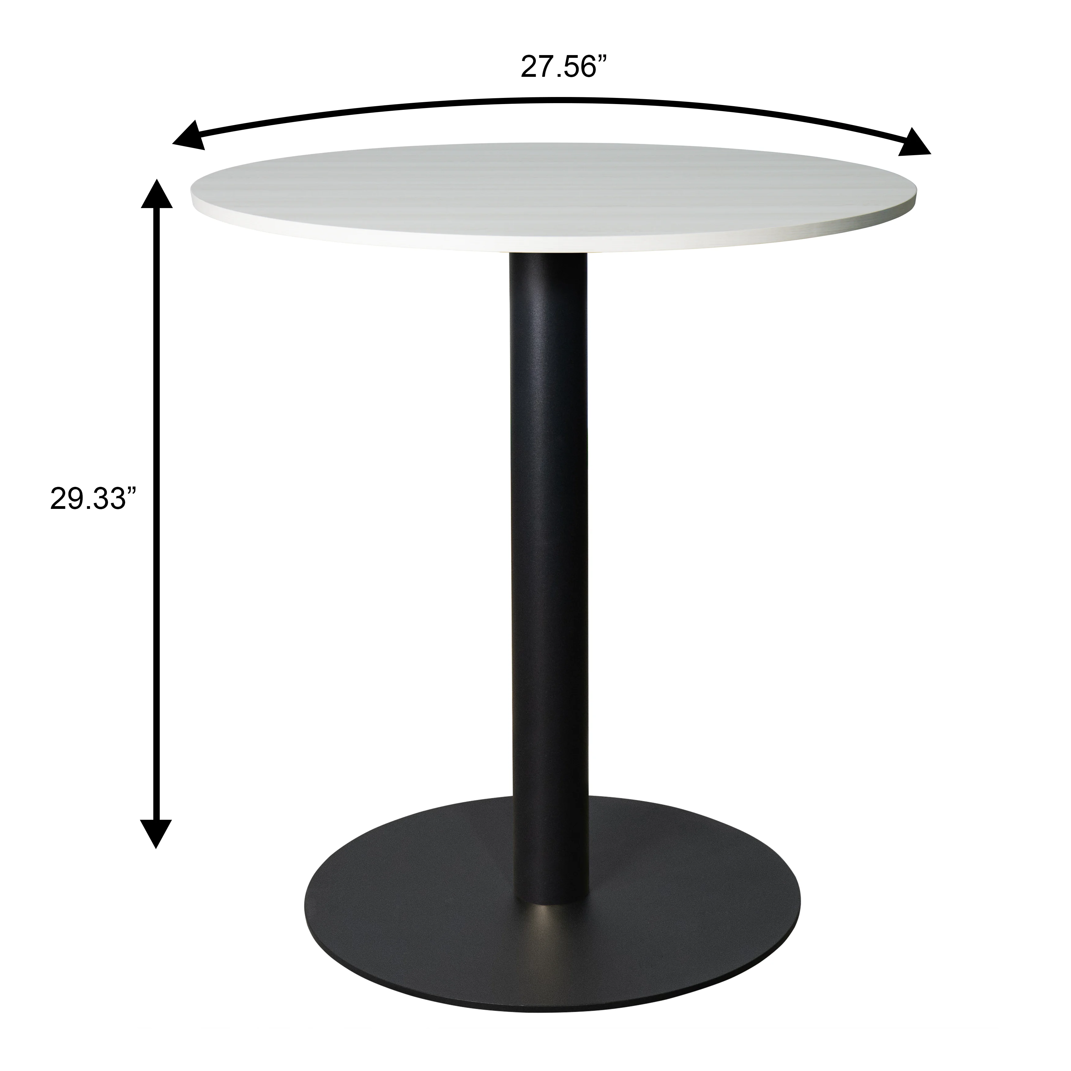 Vail Collection Dining Table Black Base With 27" Round Light Wood  Brown MDF Top