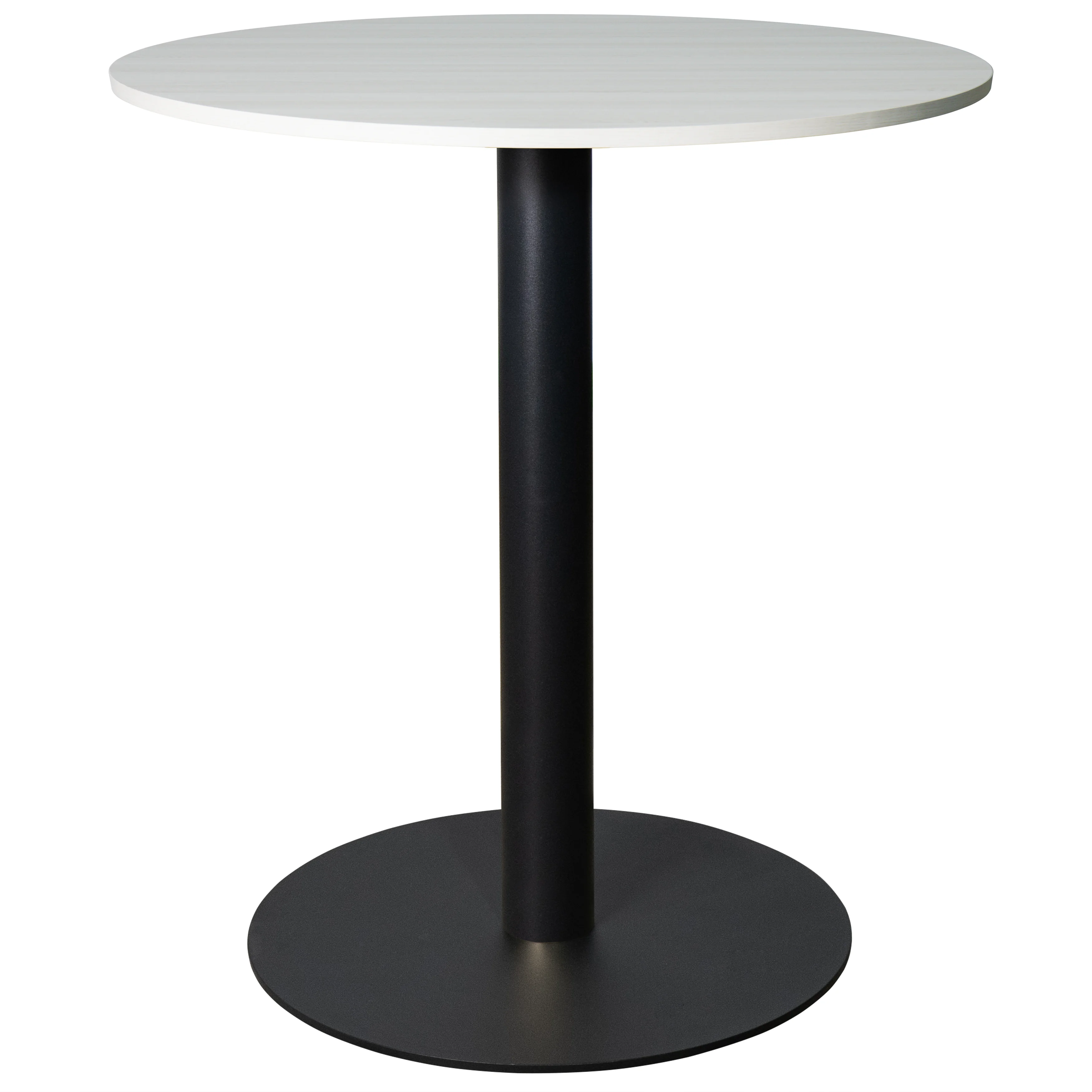 Vail Collection Dining Table Black Base With 27" Round Light Wood  Brown MDF Top