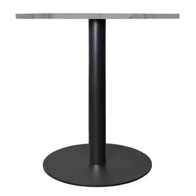 Vail Collection Dining Table Black Base With 27" Round White Stone Top