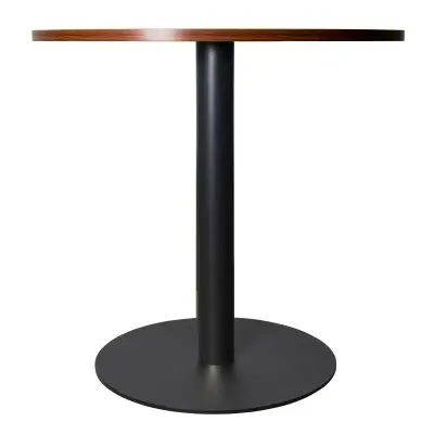 Vail Collection Dining Table Black Base With 36" Round Cognac Brown MDF Top