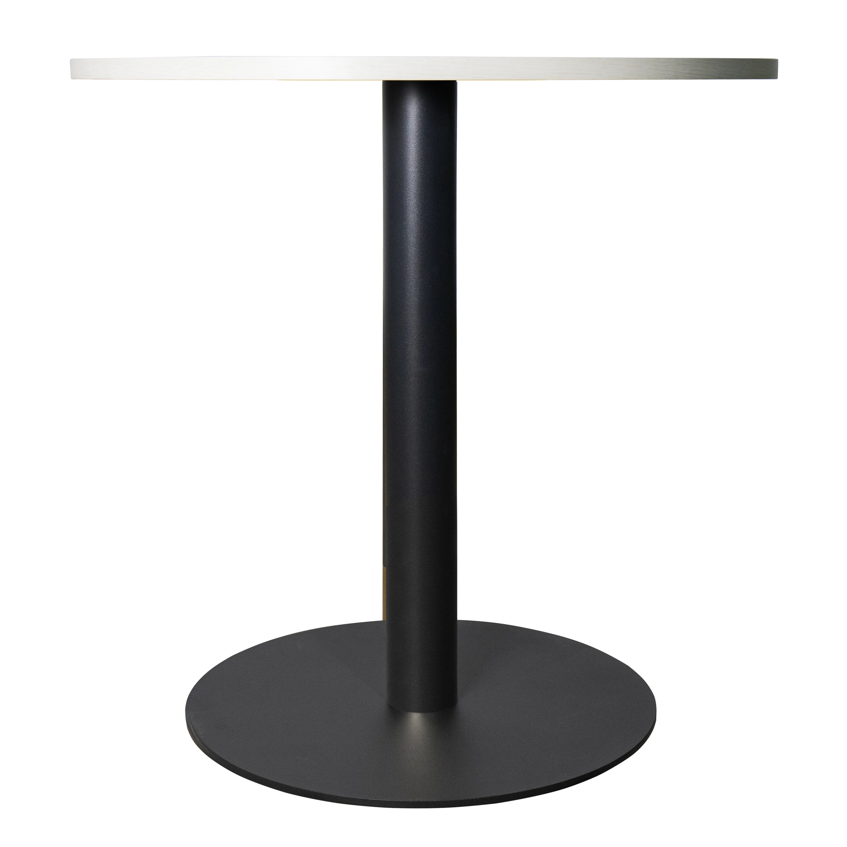 Vail Collection Dining Table Black Base With 36" Round Light Wood Brown MDF Top