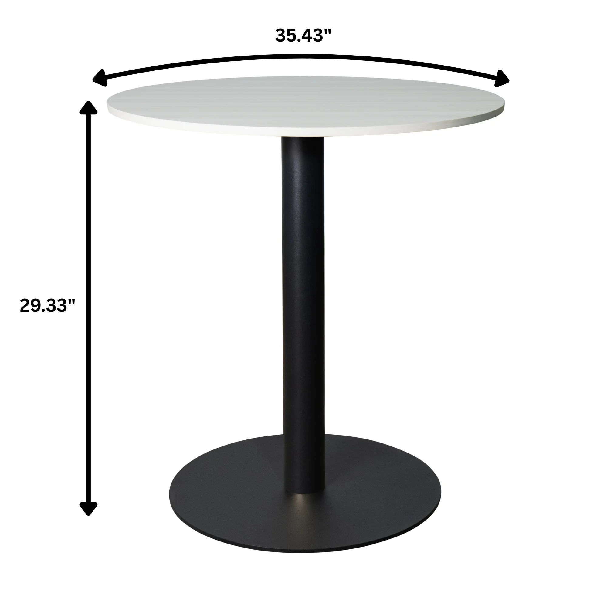 Vail Collection Dining Table Black Base With 36" Round Light Wood Brown MDF Top