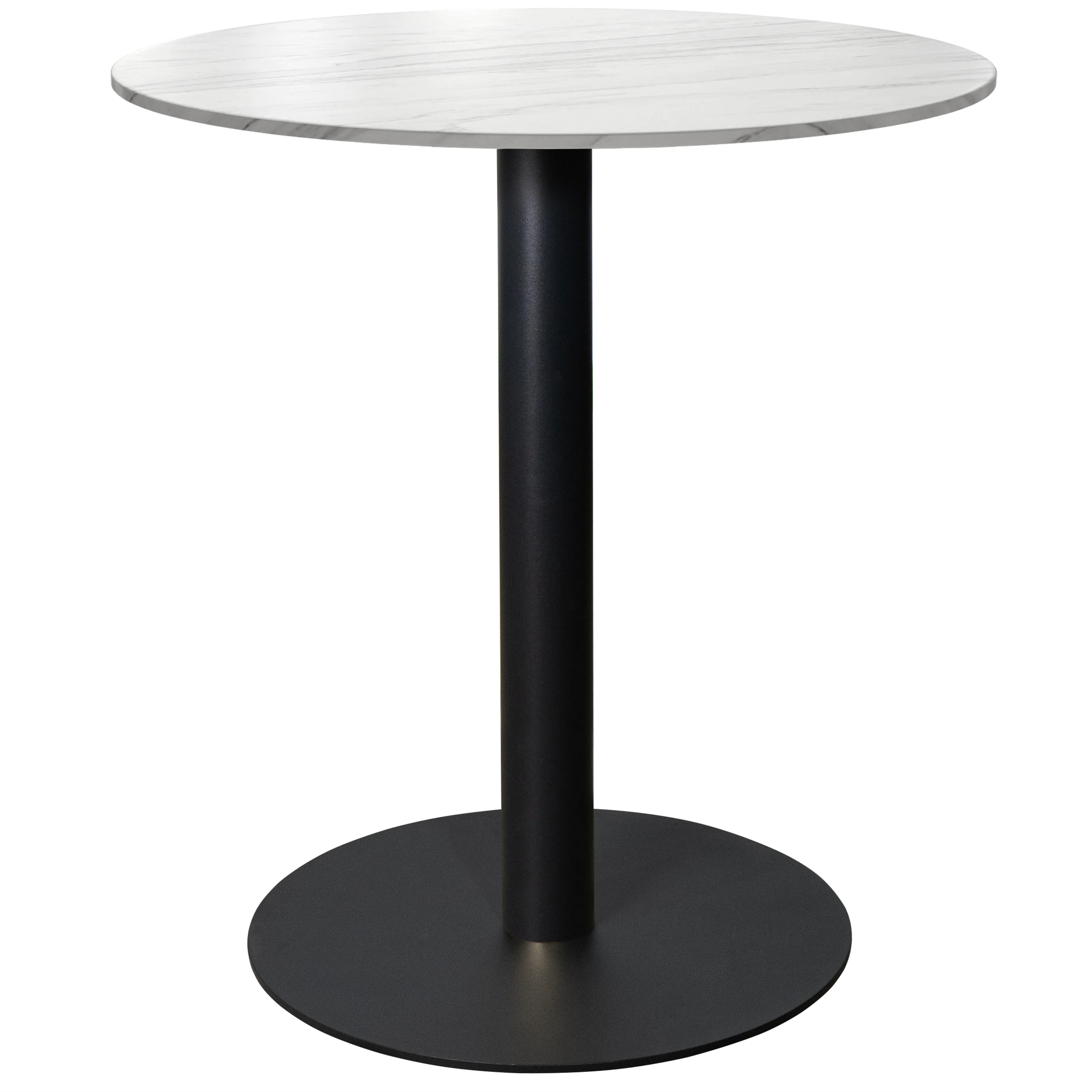 Vail Collection Dining Table Black Base With 36" Round White Stone  Top