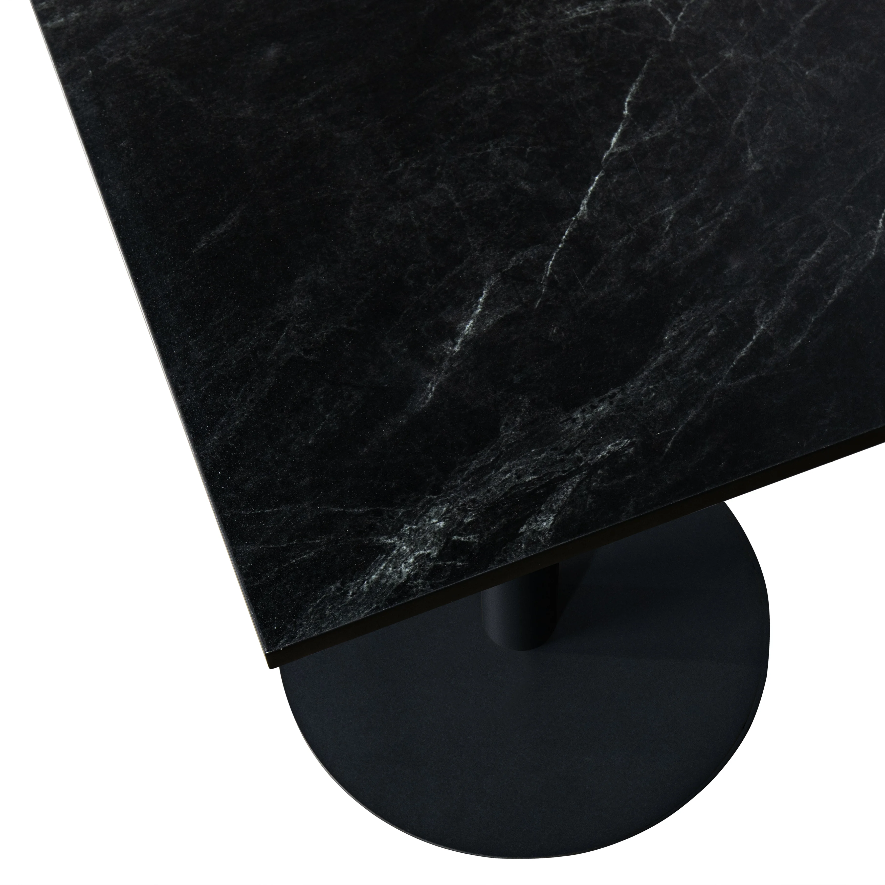 Vail Collection Dining Table Black Base With 24" Square Black MDF Top