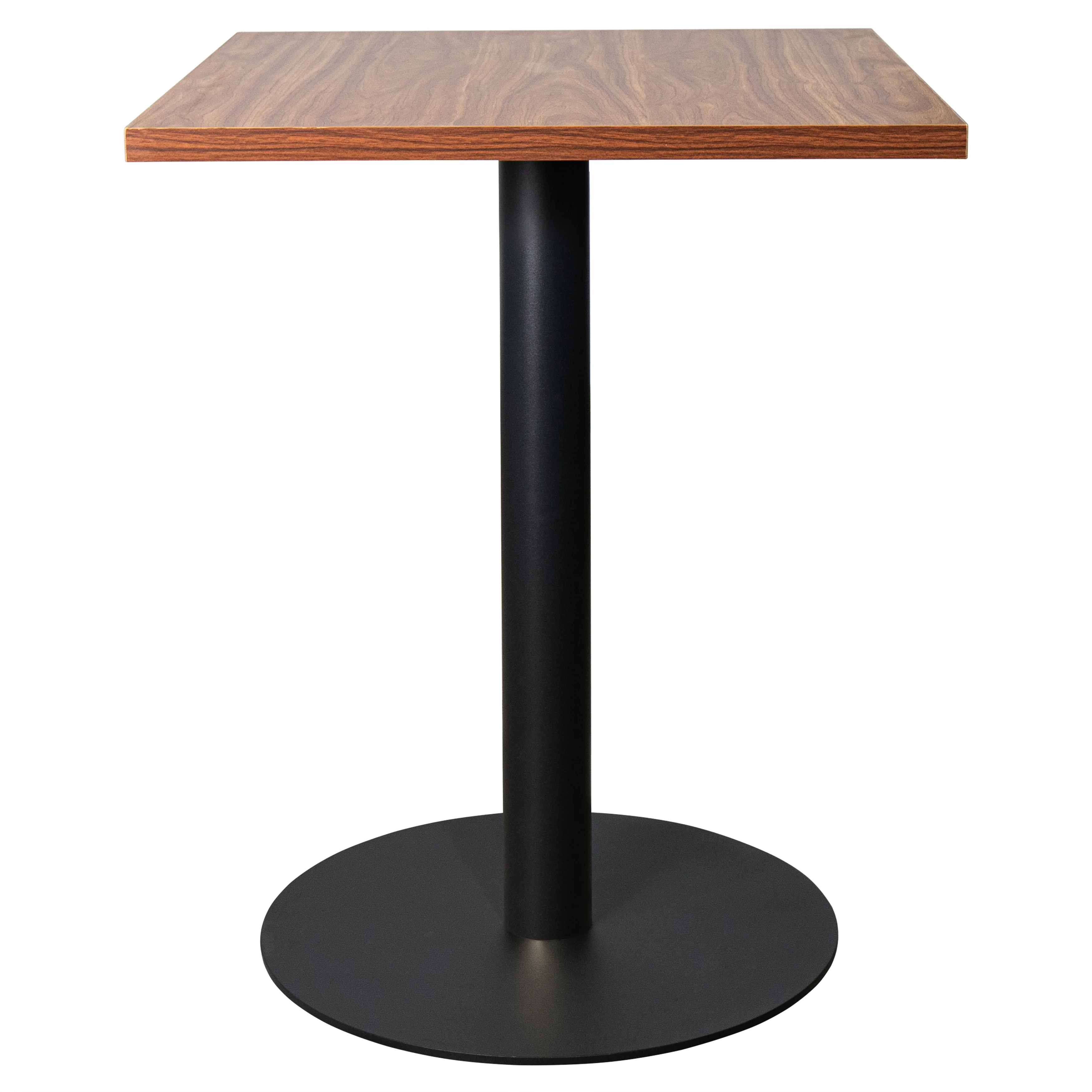 Vail Collection Dining Table Black Base With 24" Square Cognac Brown MDF Top