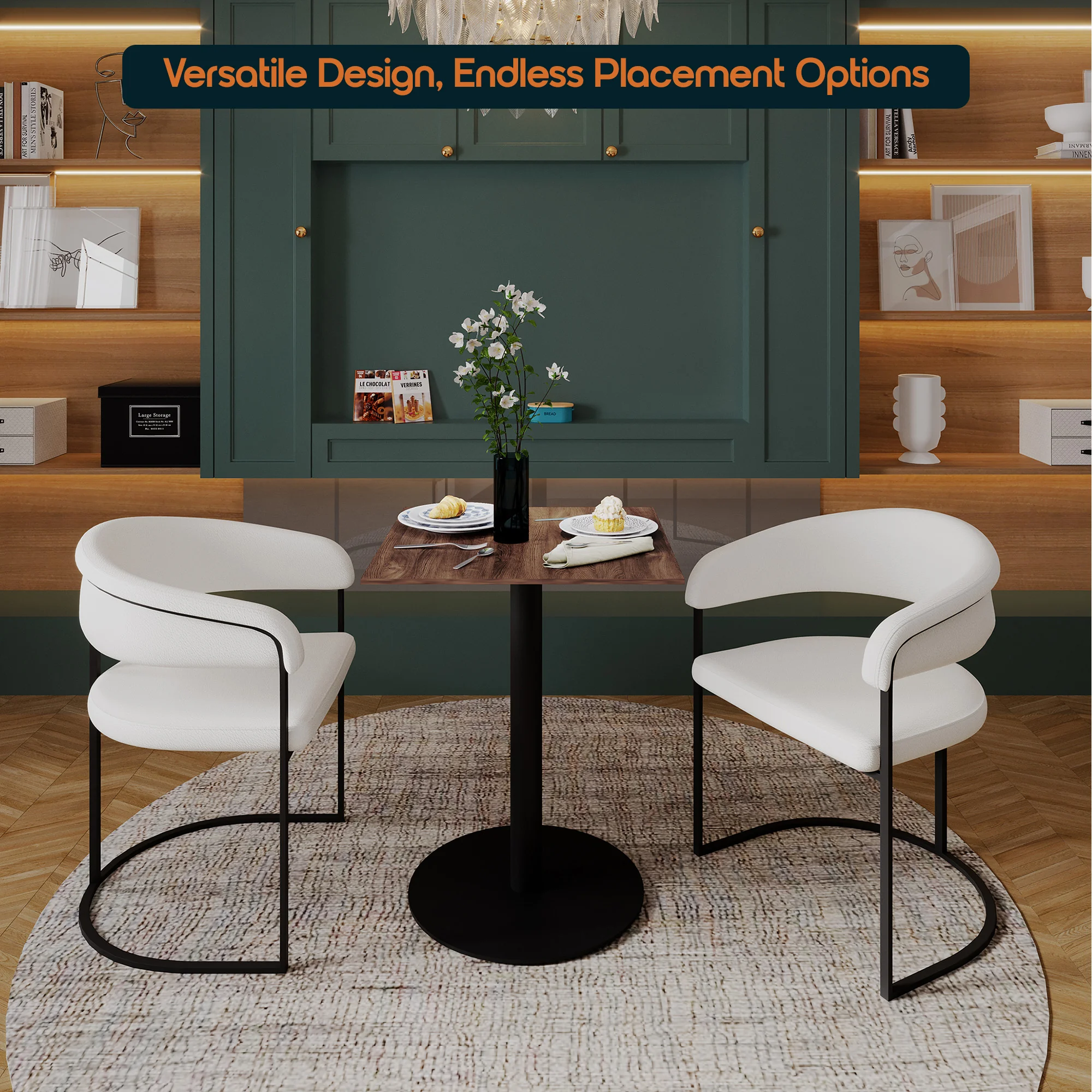 Vail Collection Dining Table Black Base With 24" Square Dark Brown MDF Top